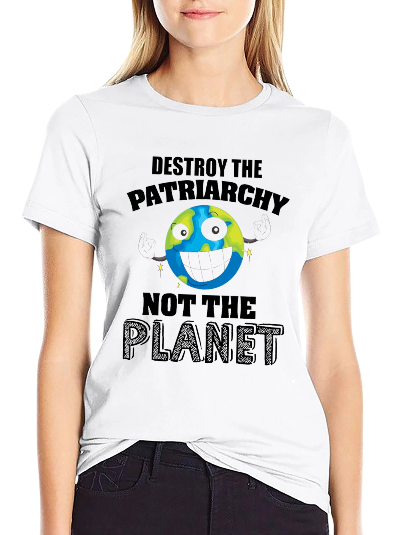Black Destroy Patriarchy Planet Graphic Tee view 9