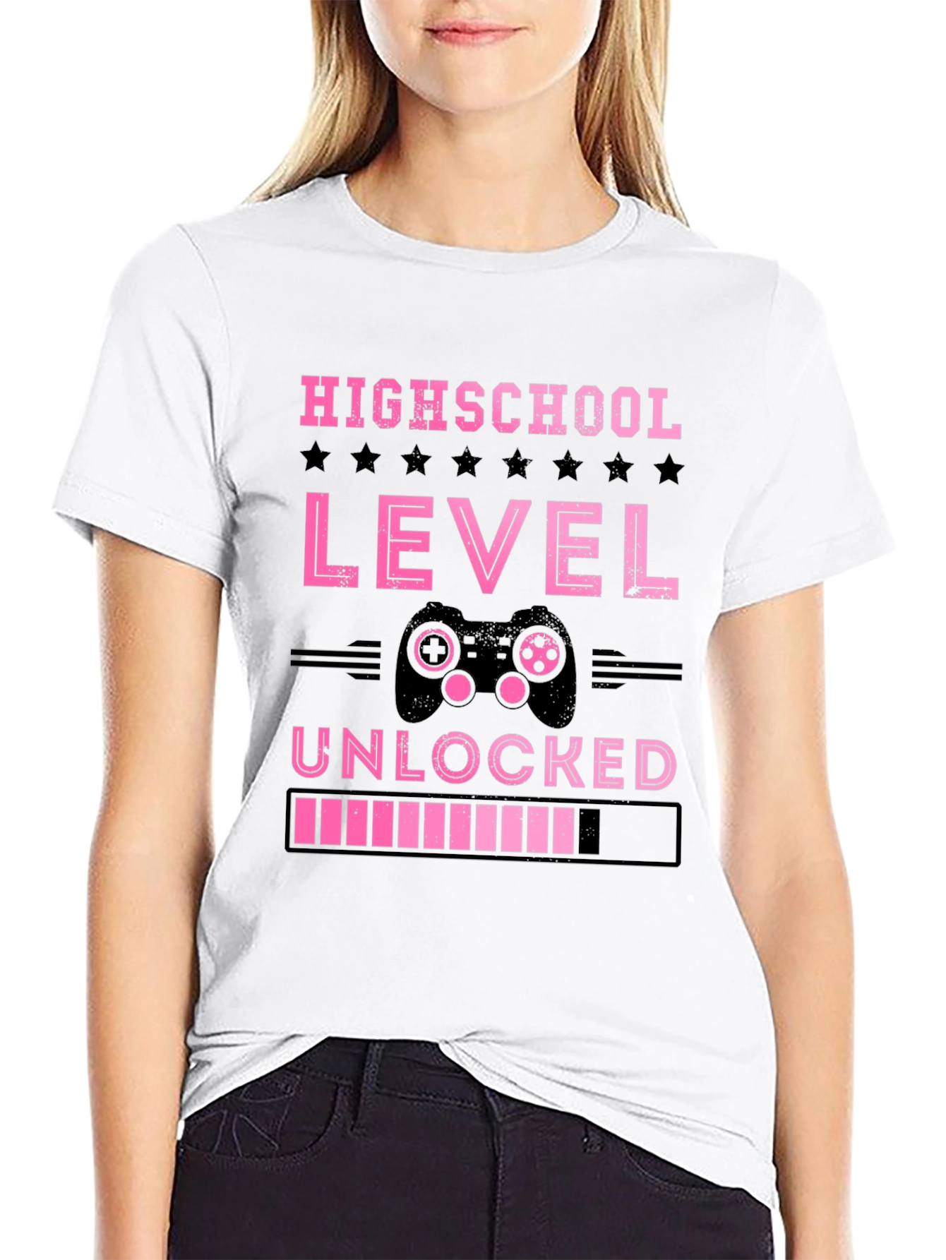 Black Highschool Level Unlocked Gamer T-Shirt view 9