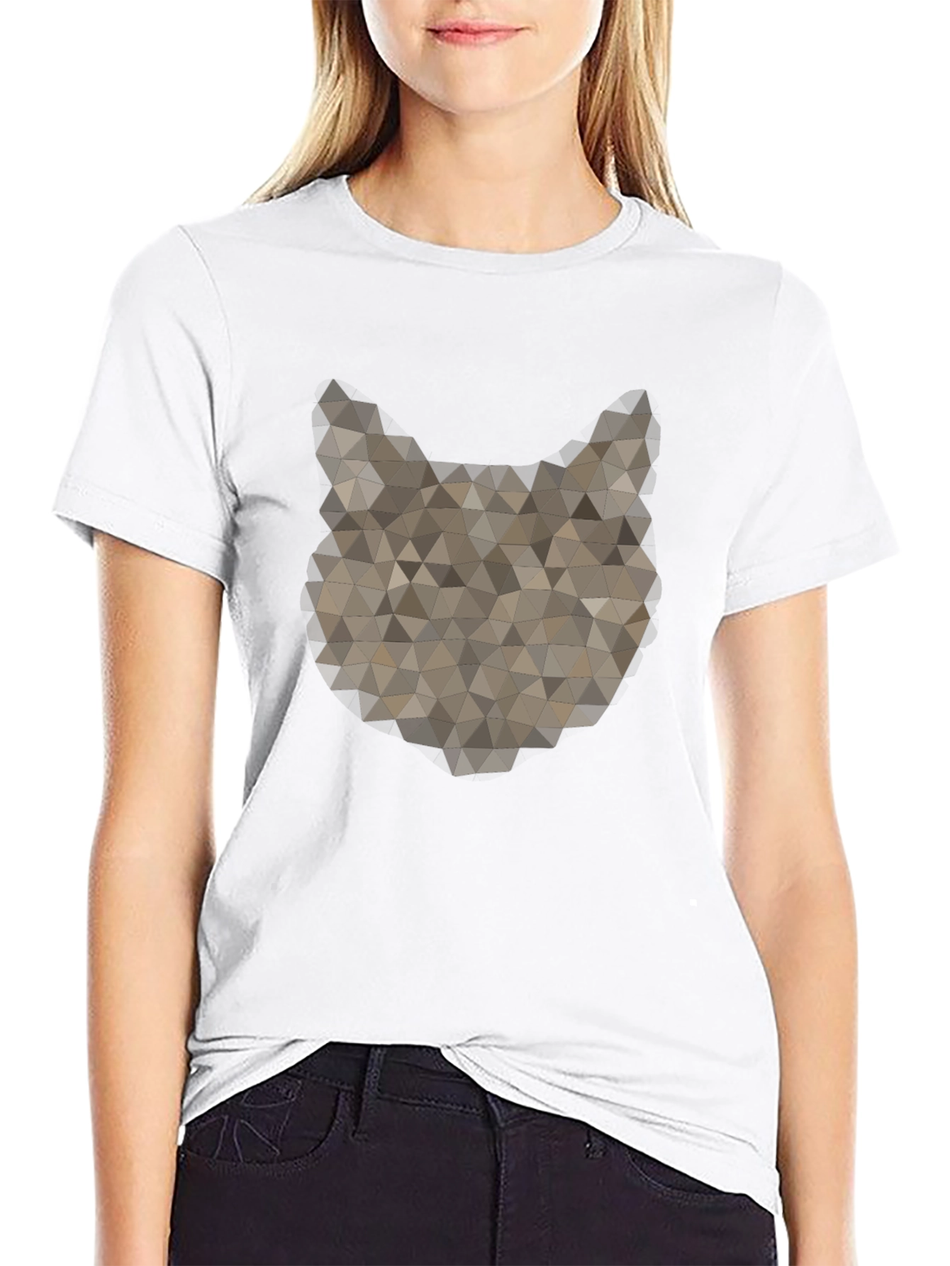 Black Geometric Wolf Graphic Tee - Stylish Men's Black T-Shirt view 9