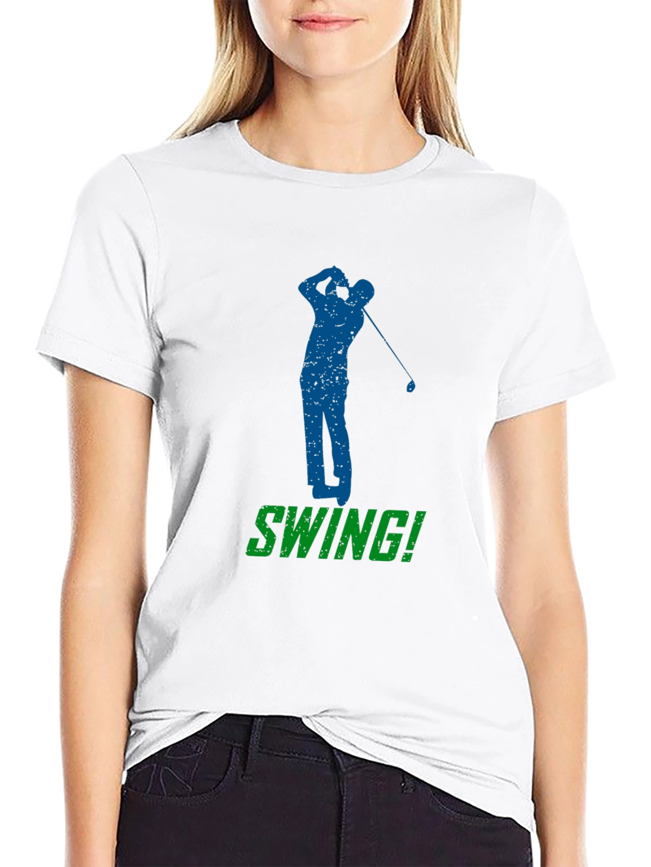 Black Golf Swing T-Shirt - Black Golfer Tee view 9