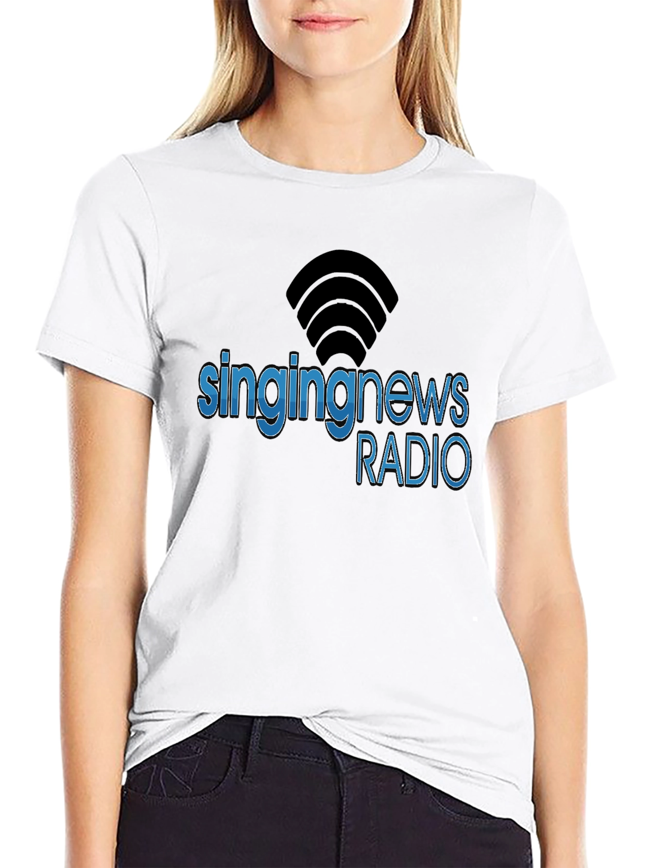 Black Singing News Radio Black T-Shirt view 9
