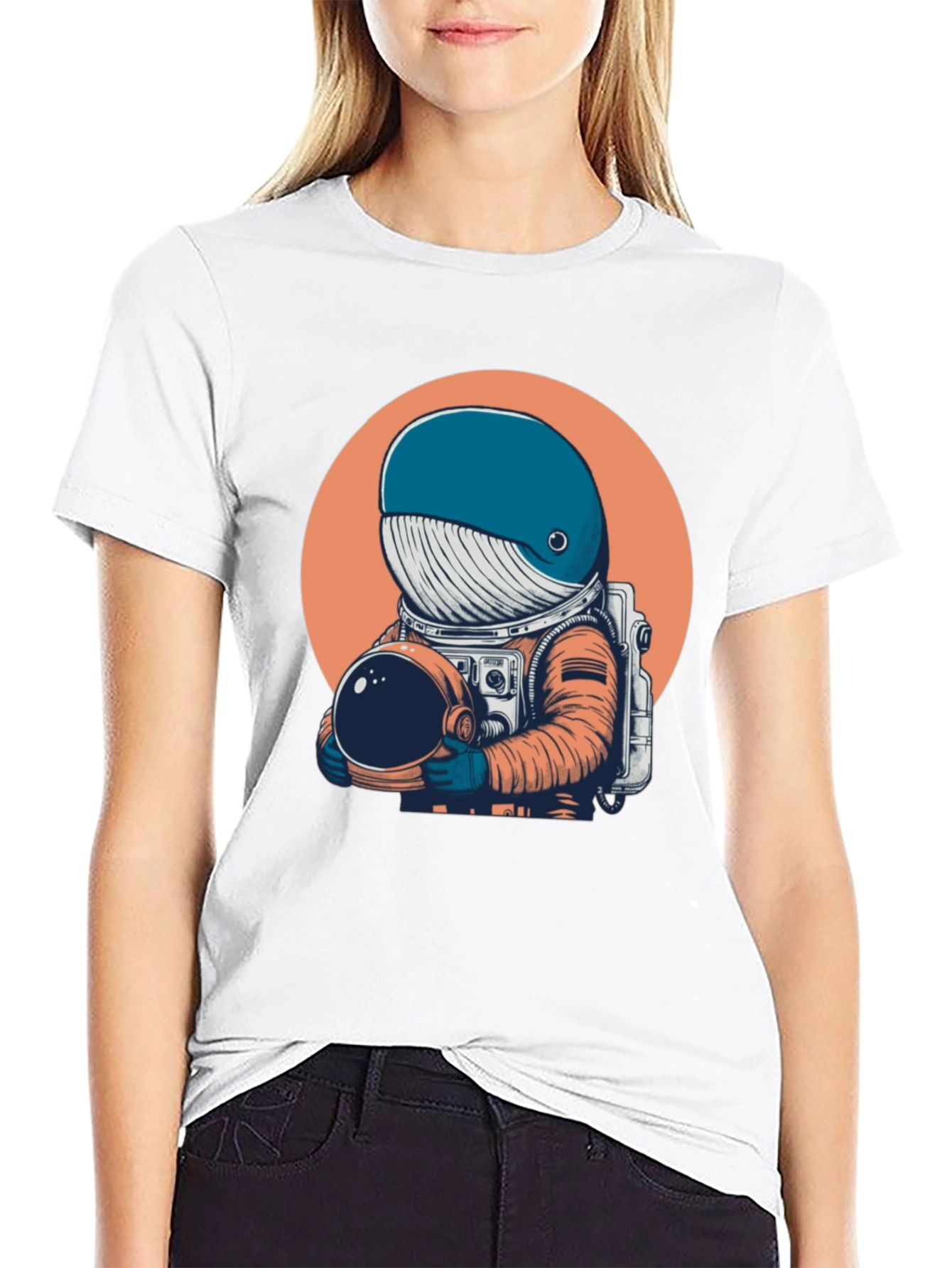 Black Astronaut Whale Graphic Tee - Unique Space Design T-Shirt view 9