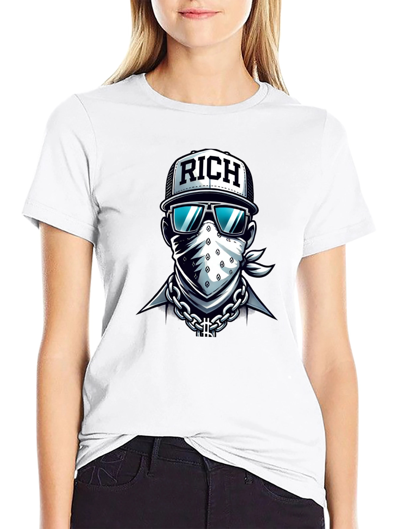 Black Rich Graphic T-Shirt - Urban Streetwear Style view 9