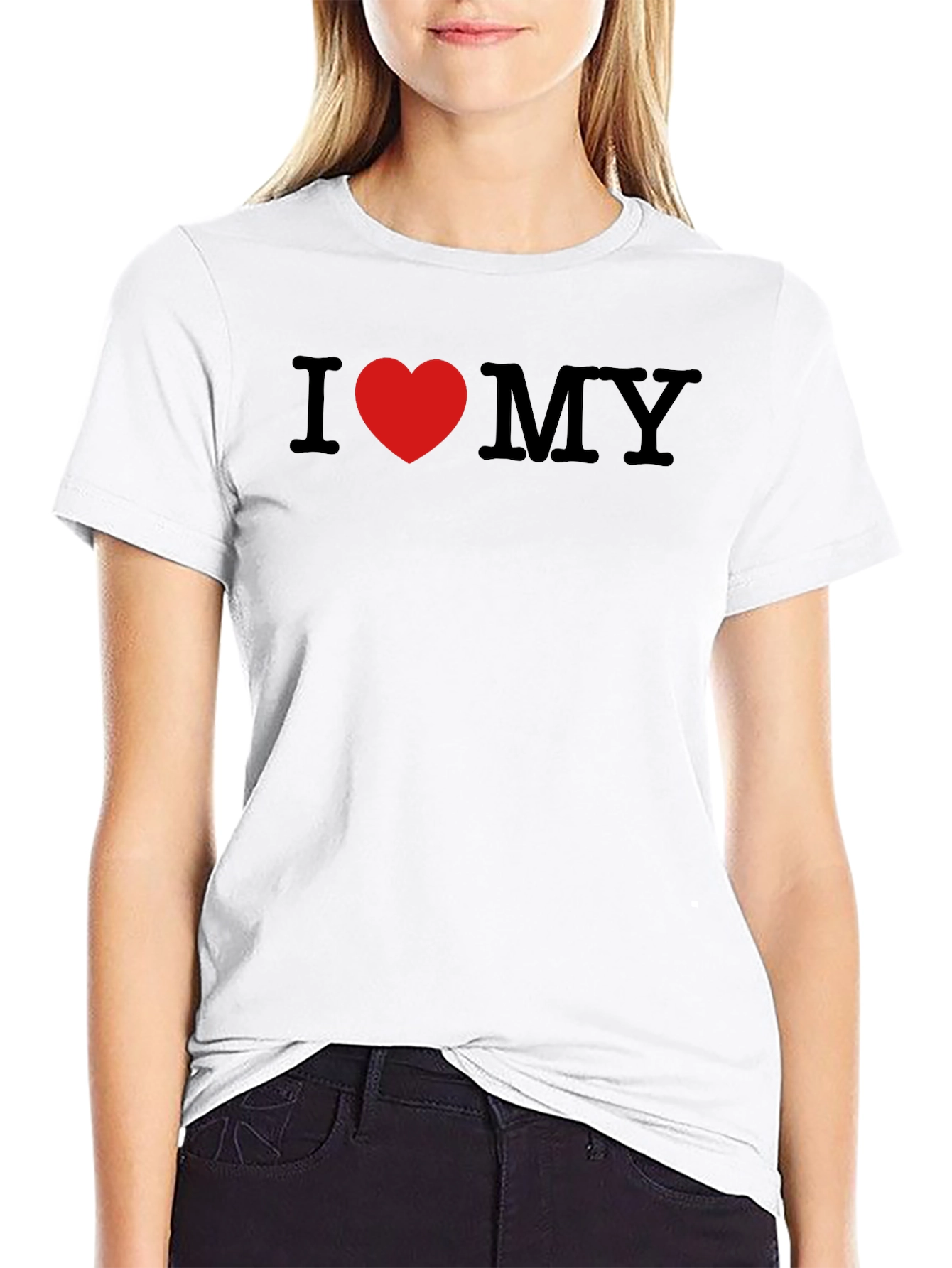 Black I Heart MY T-Shirt - Black Cotton Blend Tee view 9