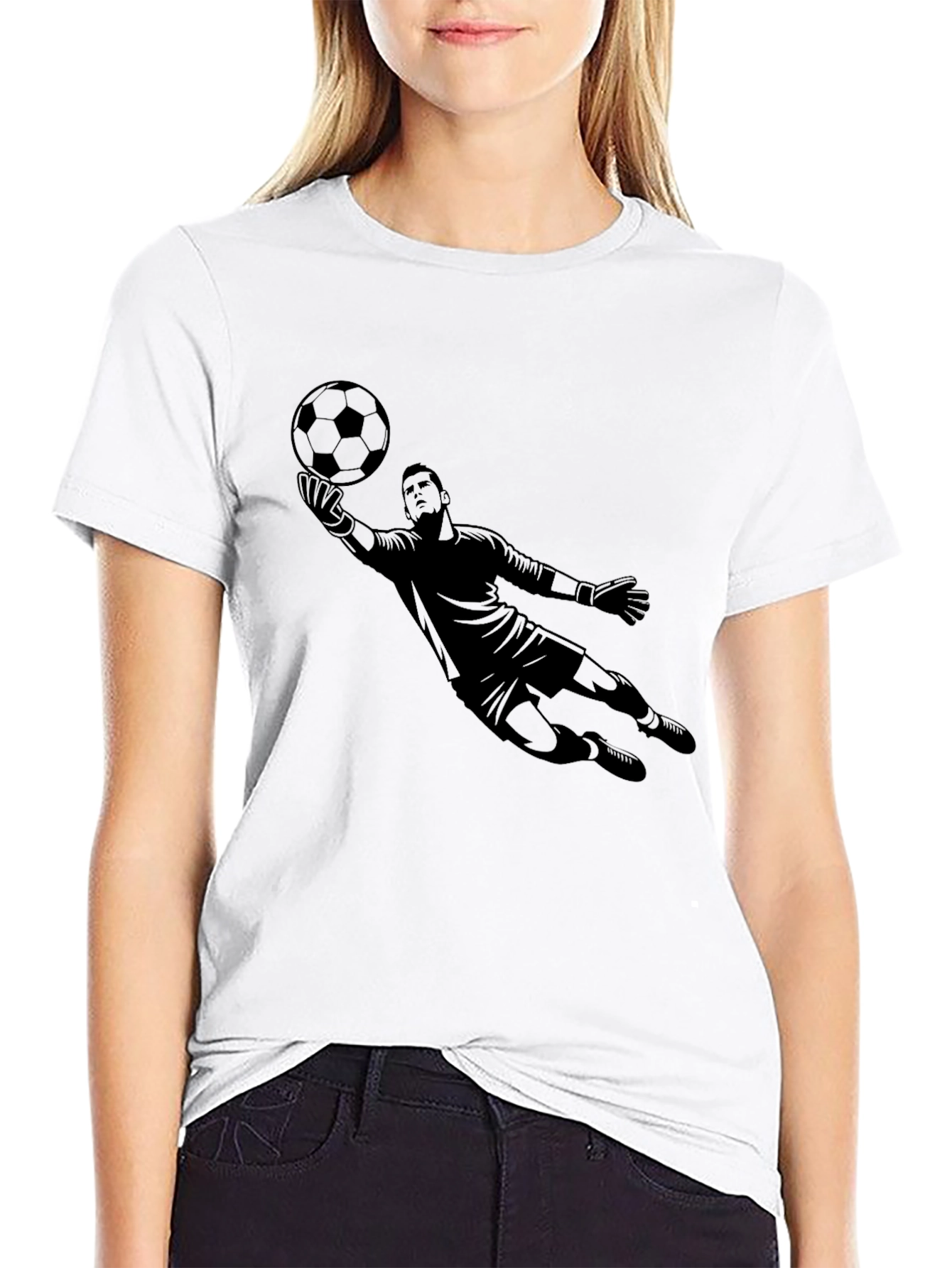 Black Goalie Dive Graphic Tee - Soccer Fan Shirt view 9