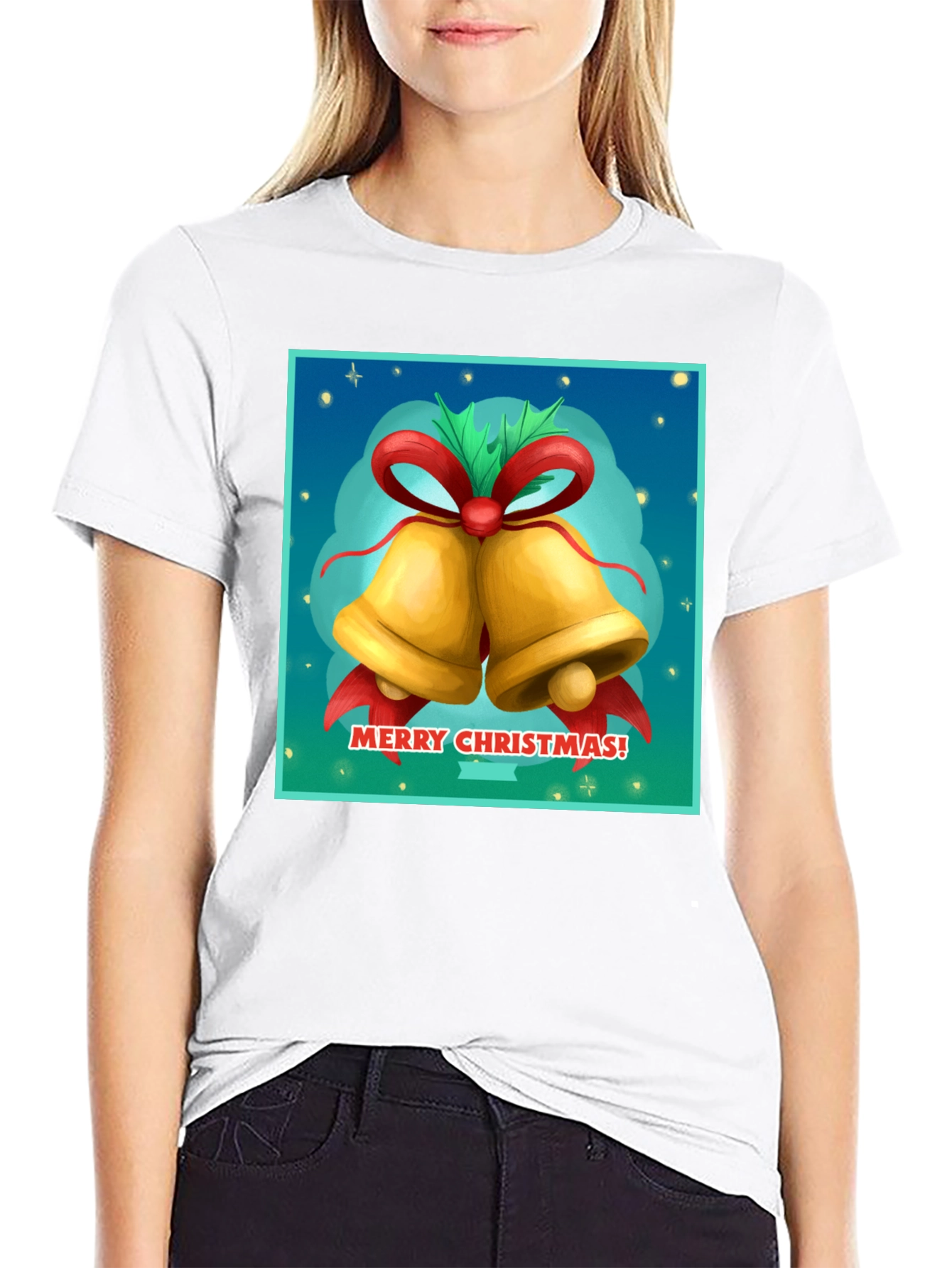 Black Merry Christmas Bells Graphic Tee view 9
