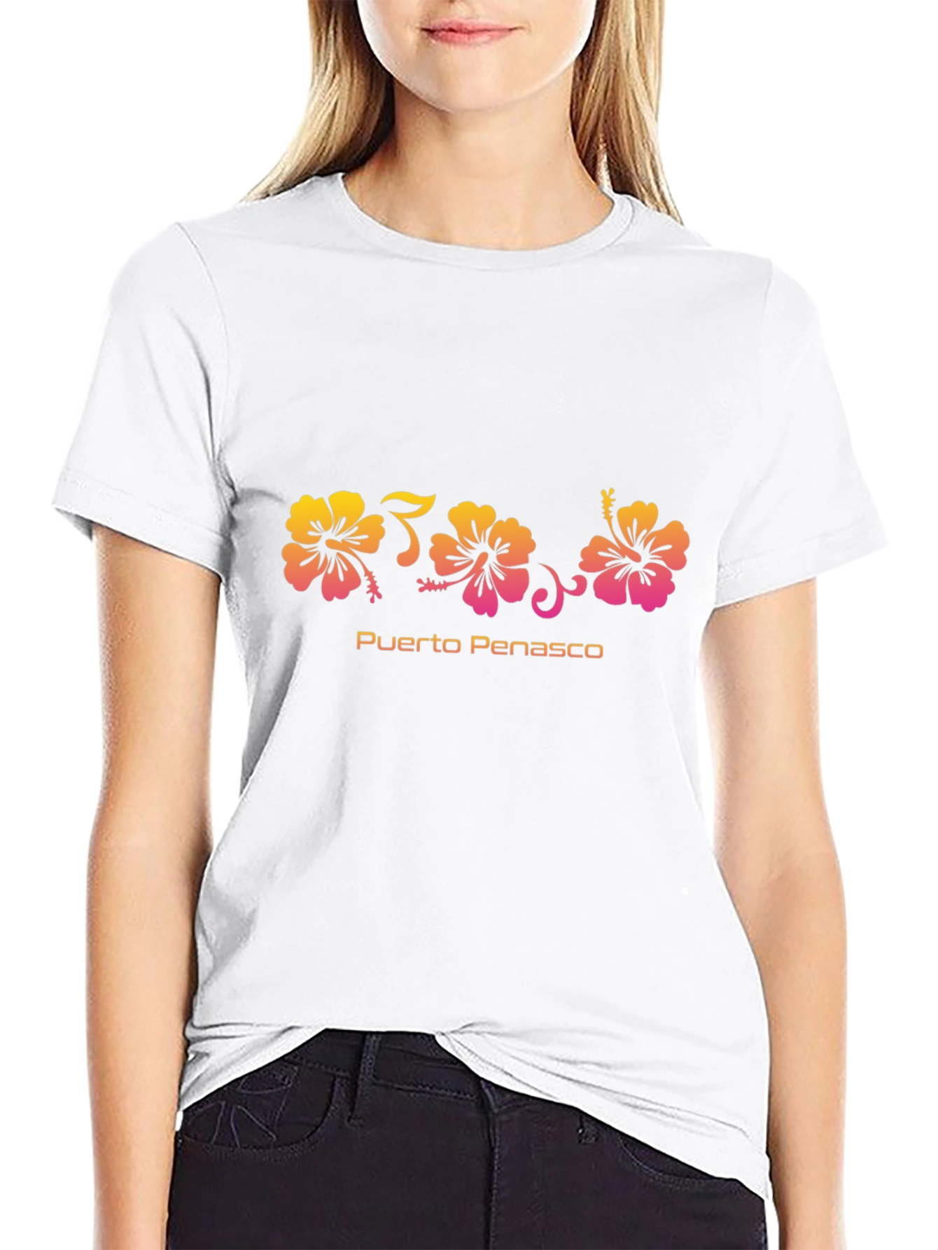 Black Puerto Penasco Hibiscus Flower Graphic Tee view 9