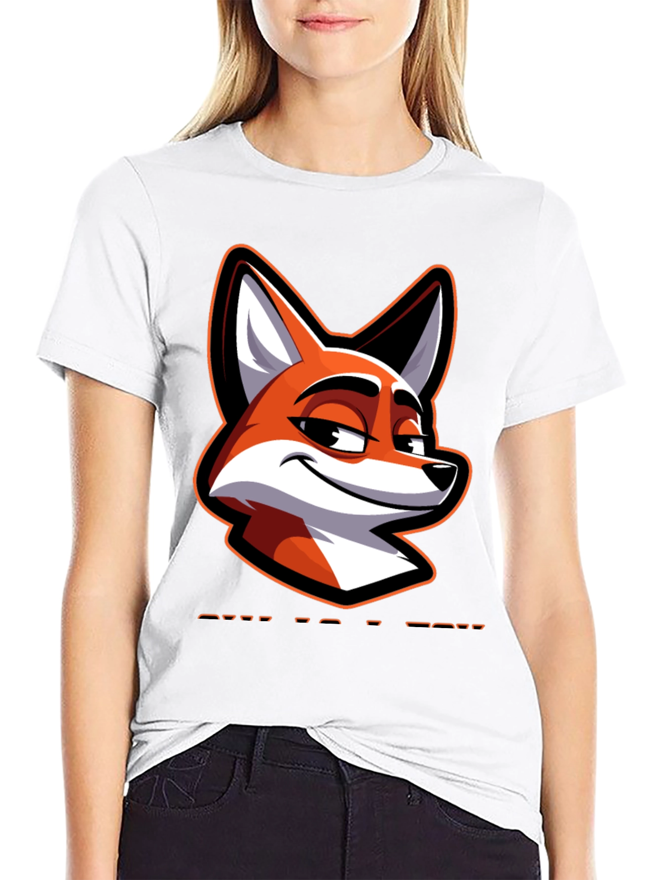 Black Cool Fox Graphic Tee - Black Cotton Blend view 9