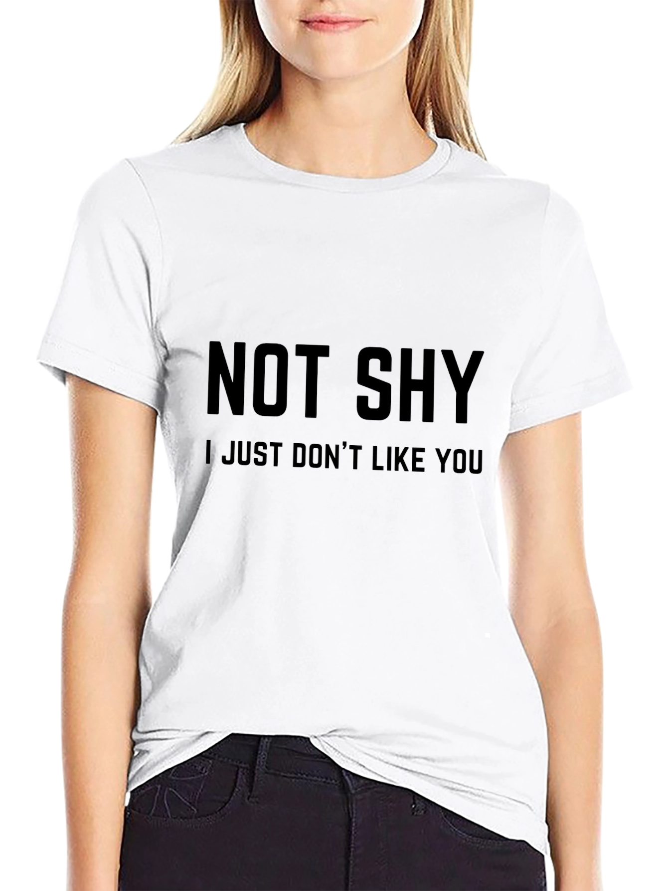 Black Not Shy Funny Sarcastic T-Shirt view 9
