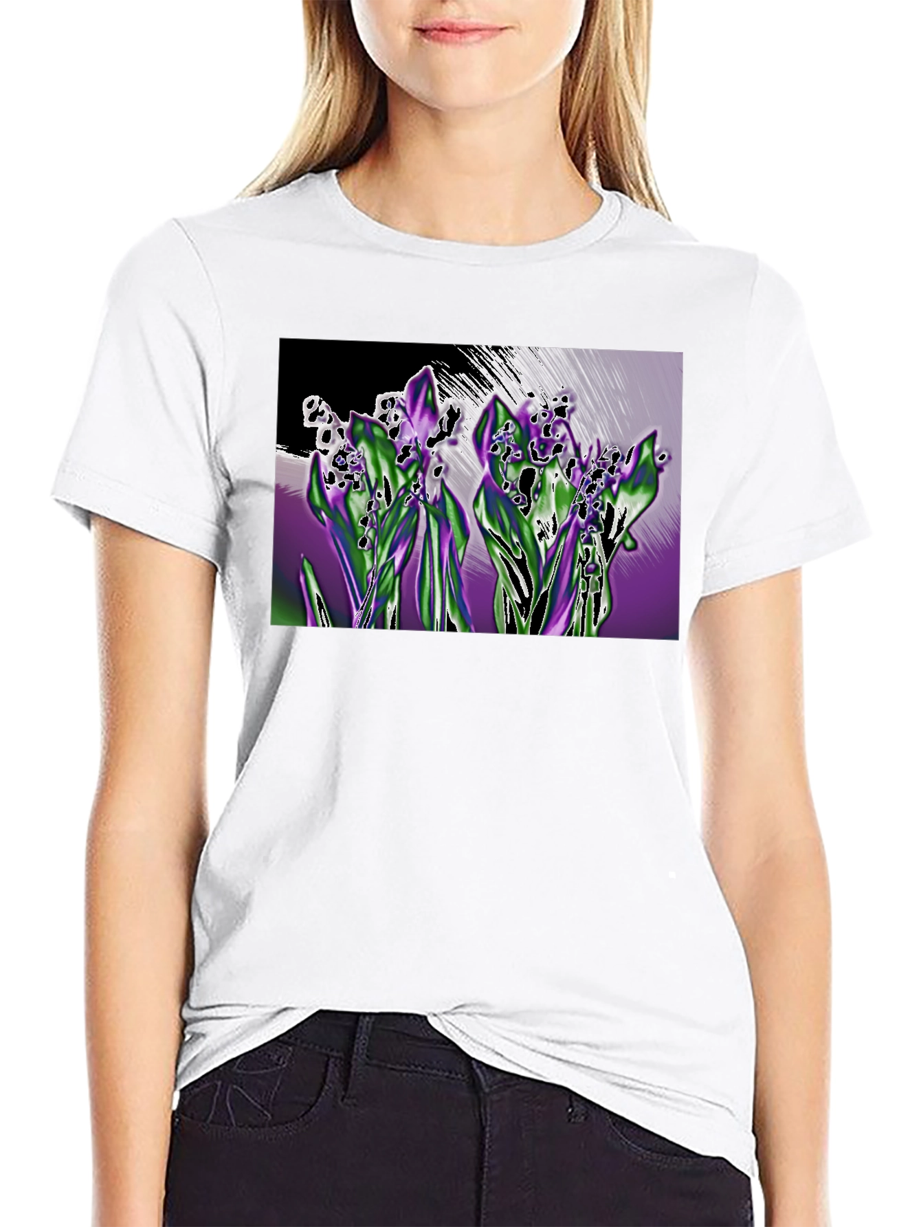 Black Lily of the Valley Graphic T-Shirt - Black view 9