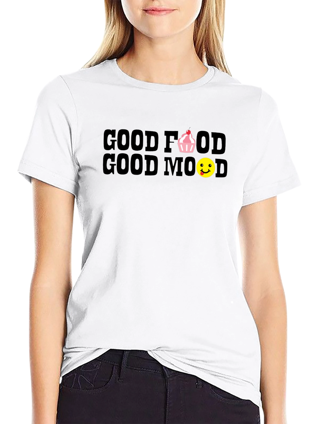 Black Good Food Good Mood Black T-Shirt view 9