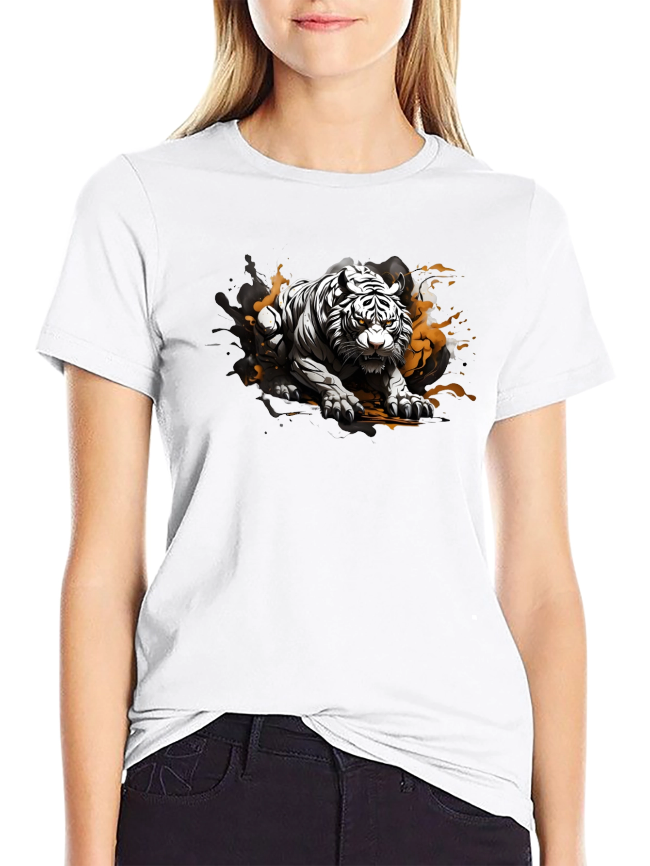 Black Tiger Graphic Black T-Shirt view 9