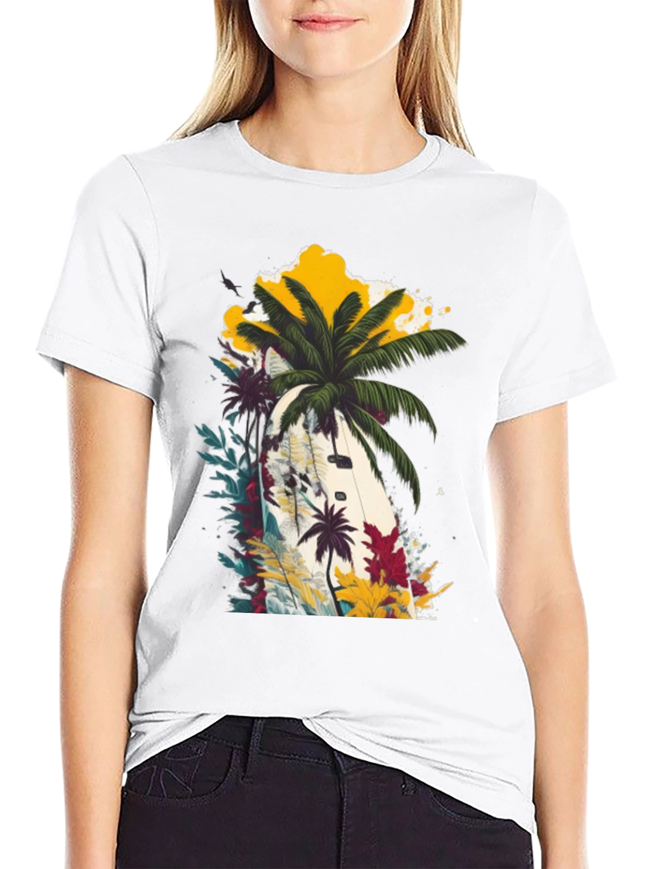 Black Tropical Palm Tree Graphic Tee - Beach Ready view 9