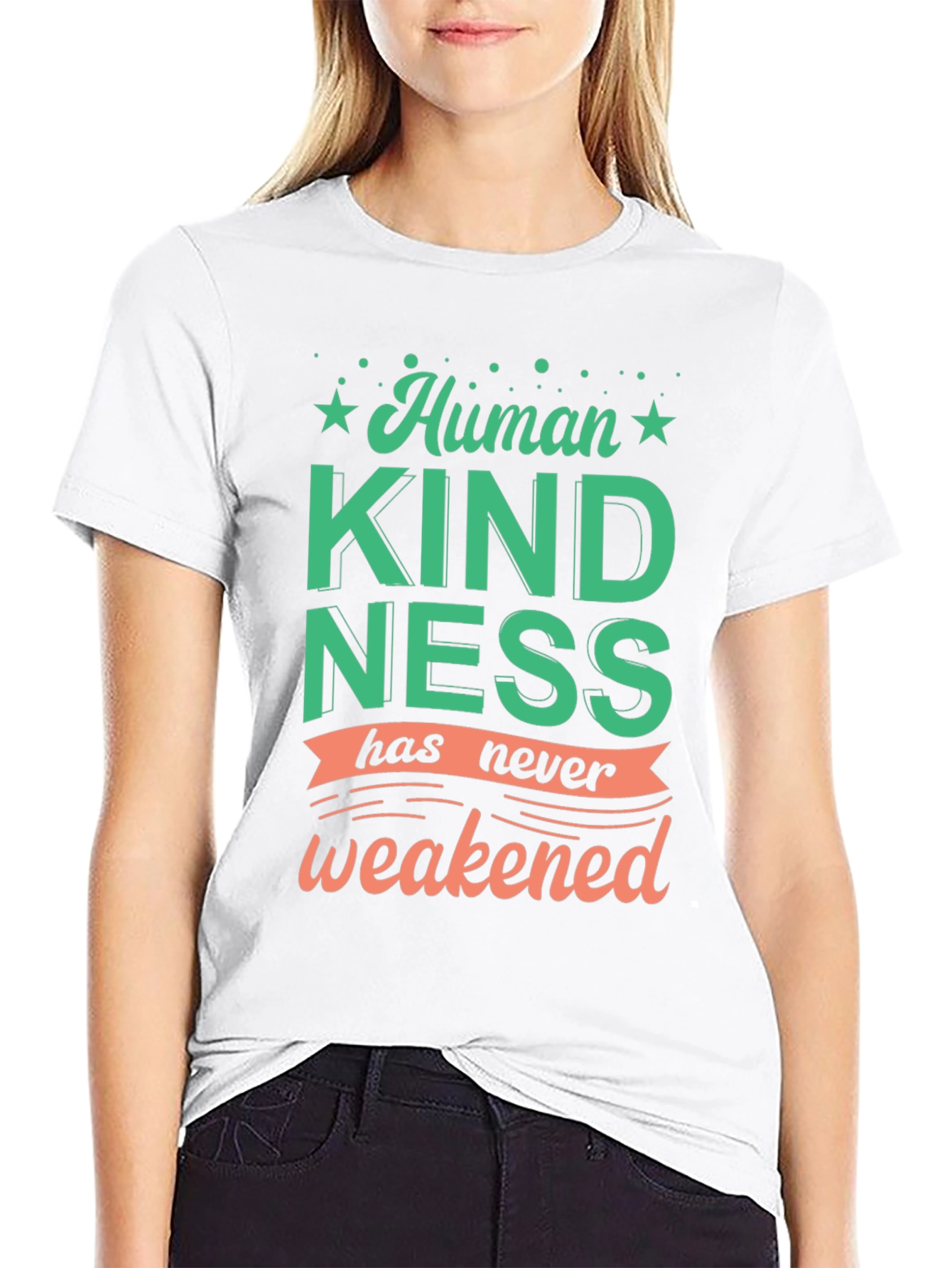 Black Human Kindness Graphic Tee - Positive Message Shirt view 9