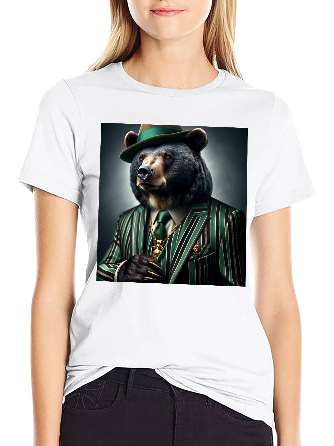 Black Gangster Bear T-Shirt: Sharp Dressed Animal Tee view 9