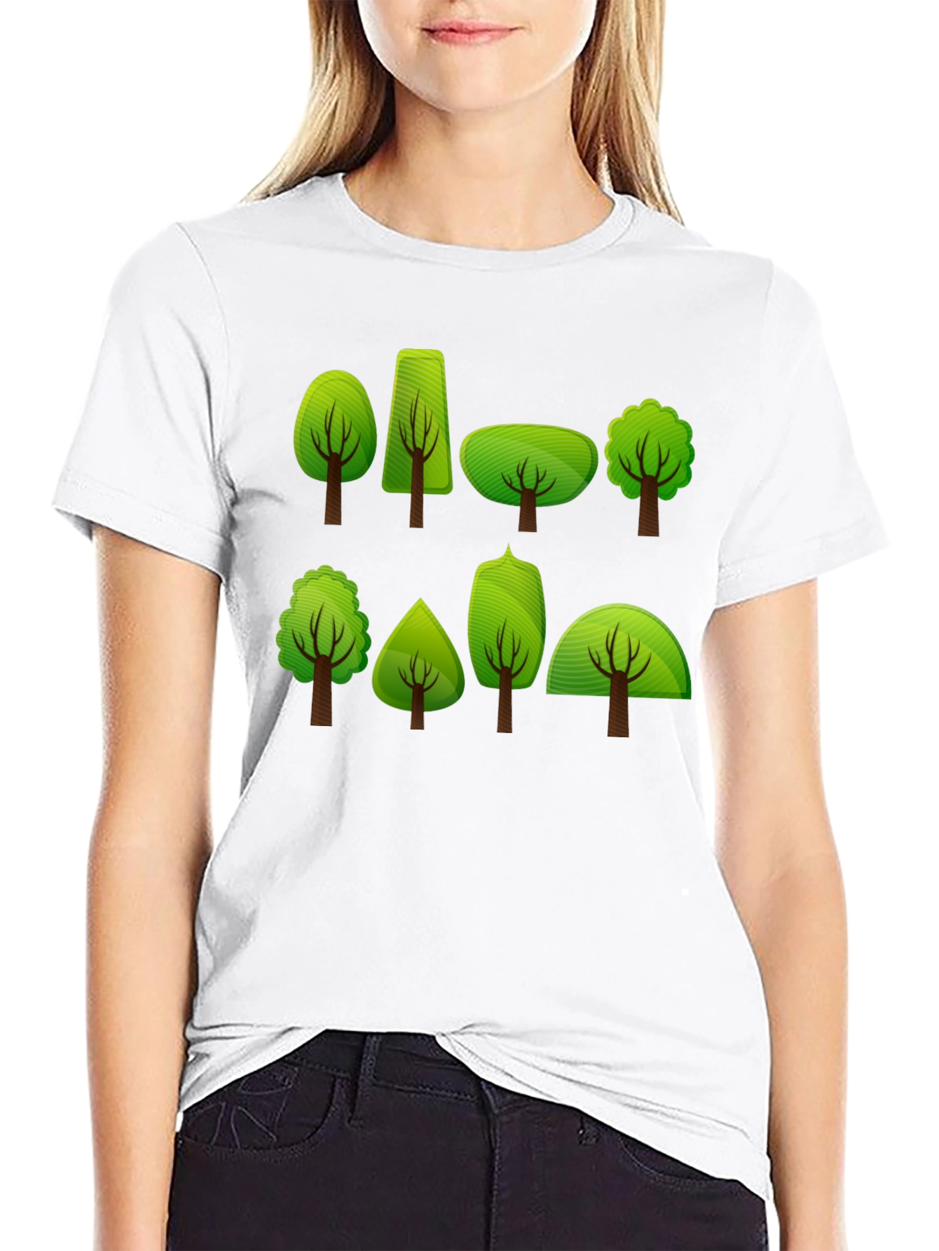 Black Nature Trees Graphic Tee - Black Cotton T-Shirt view 9
