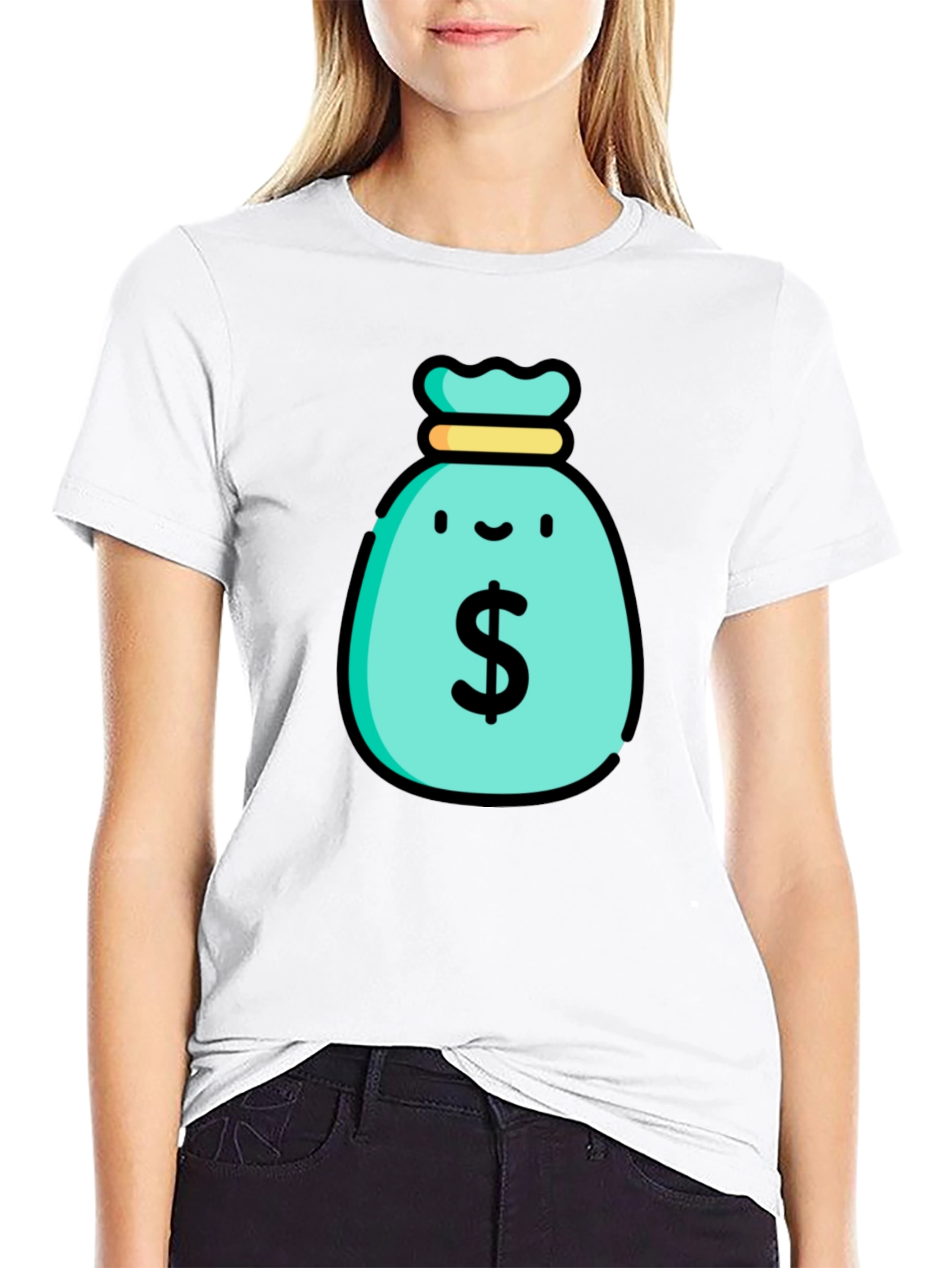 Black Money Bag Graphic T-Shirt - Black view 9