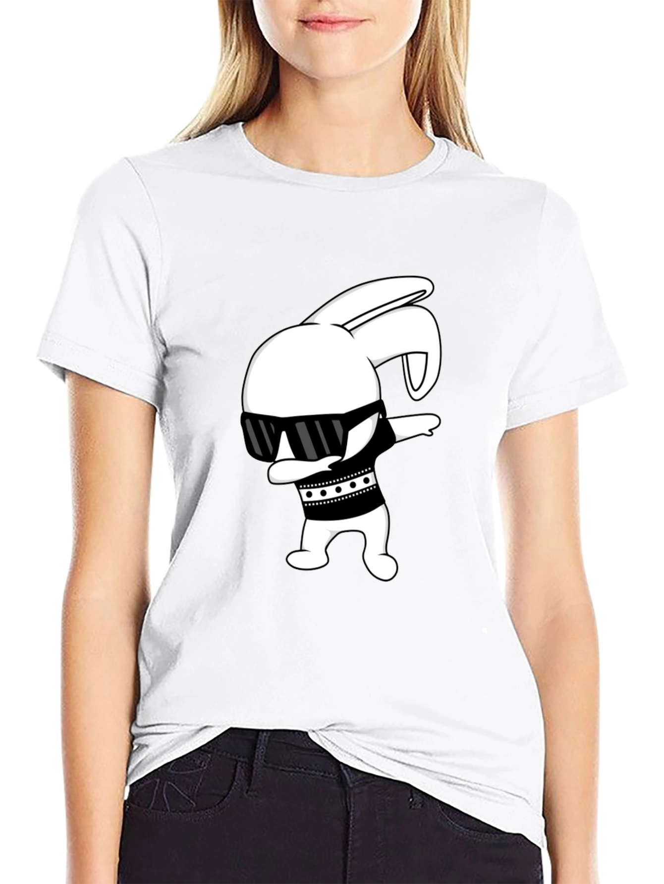 Black Cool Bunny Dab T-Shirt - Black view 9