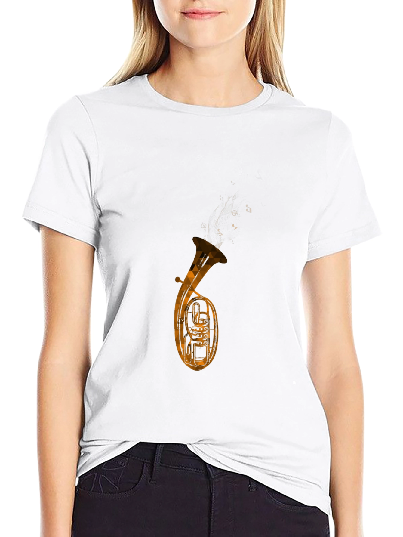 Black Musical Tuba Graphic Tee - Black Cotton Blend view 9