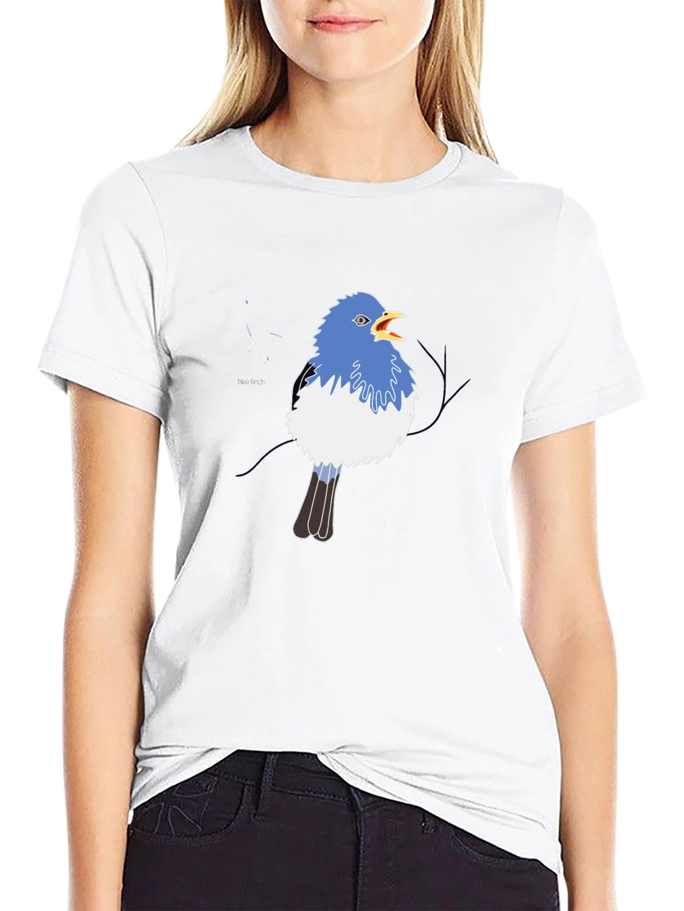 Black Blue Bird Graphic Black Tee view 9