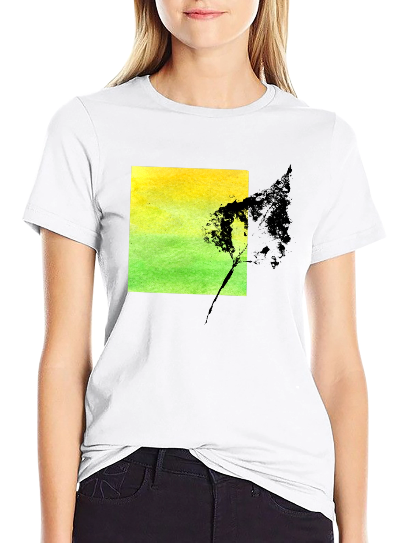 Black Nature Square Graphic Black T-Shirt view 9