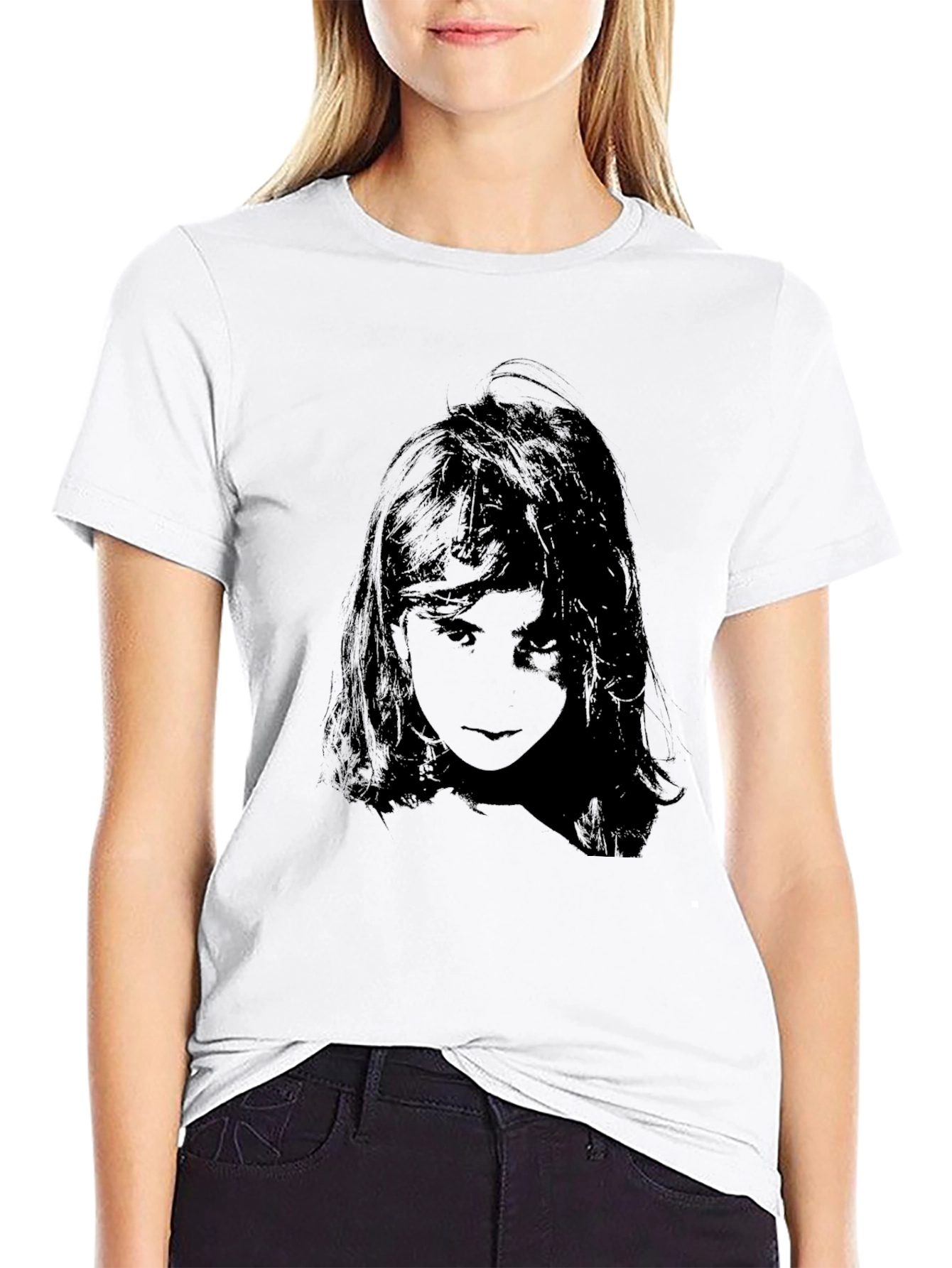 Black Dark Portrait T-Shirt - Unisex Black Tee view 9