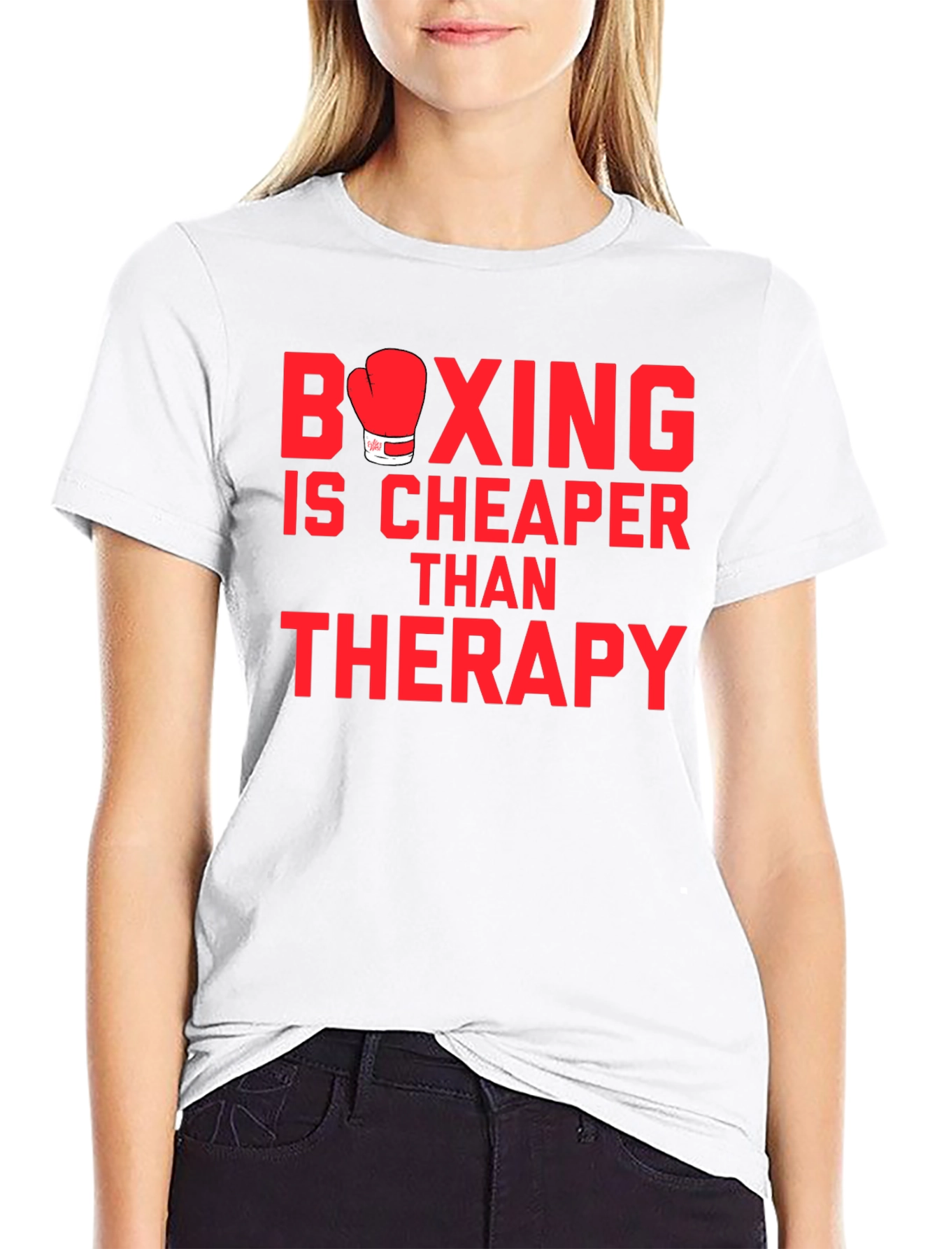 Black Boxing is Cheaper Than Therapy Graphic T-Shirt view 9