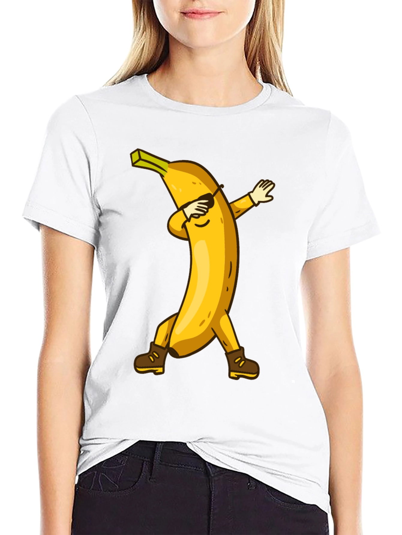 Black Dabbing Banana Graphic Tee - Fun Trendy Shirt view 9