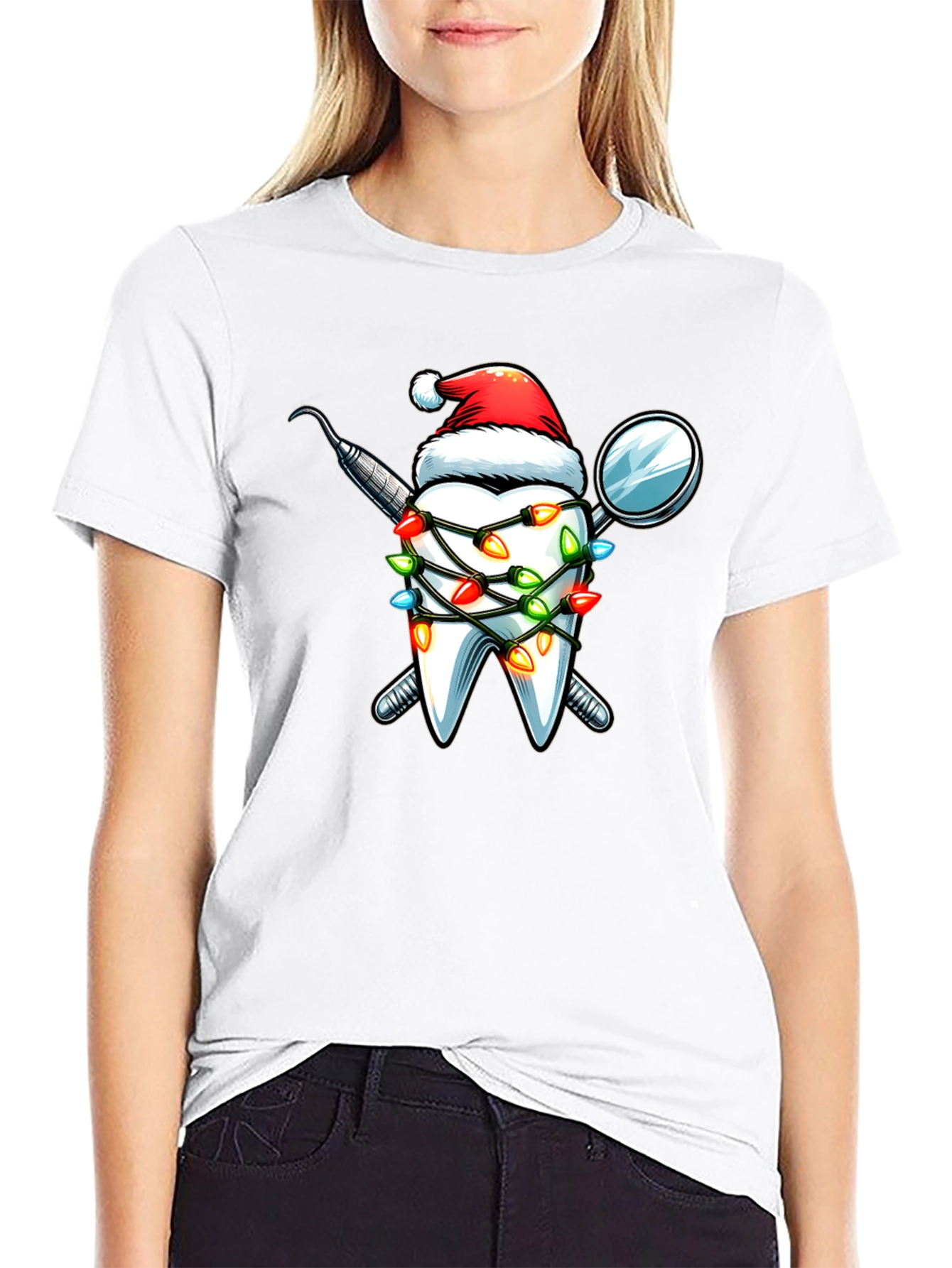 Black Festive Dental Christmas T-Shirt view 9