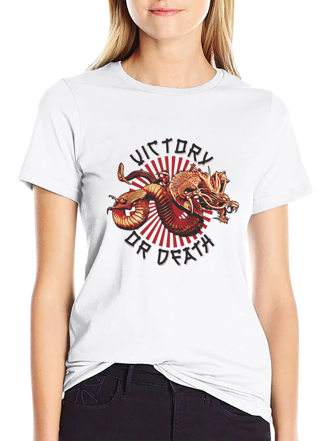 Black Victory or Death Dragon Graphic Tee - Black view 9