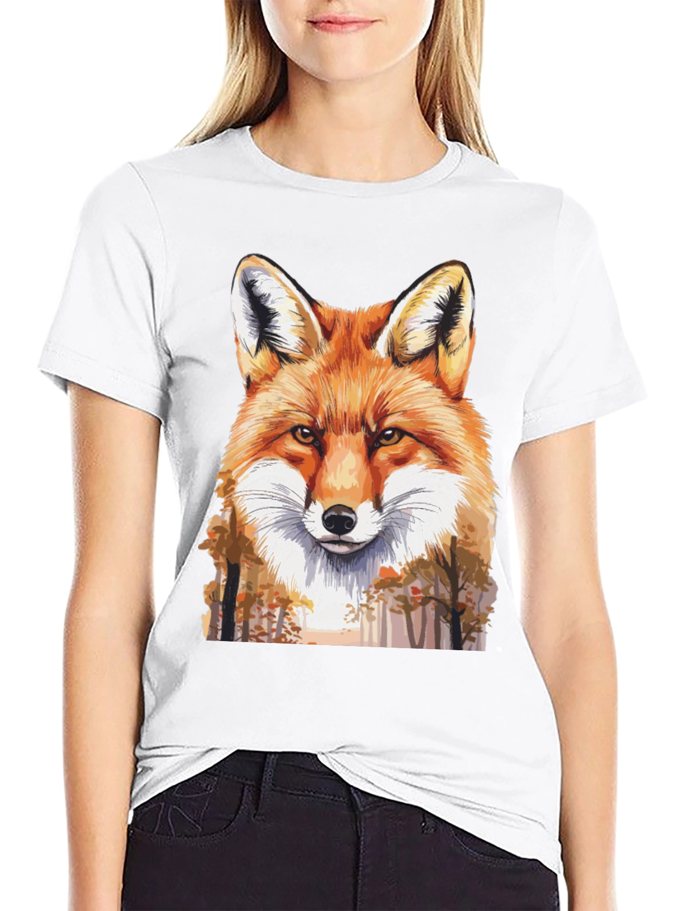 Black Fox Graphic Print Black T-Shirt view 9