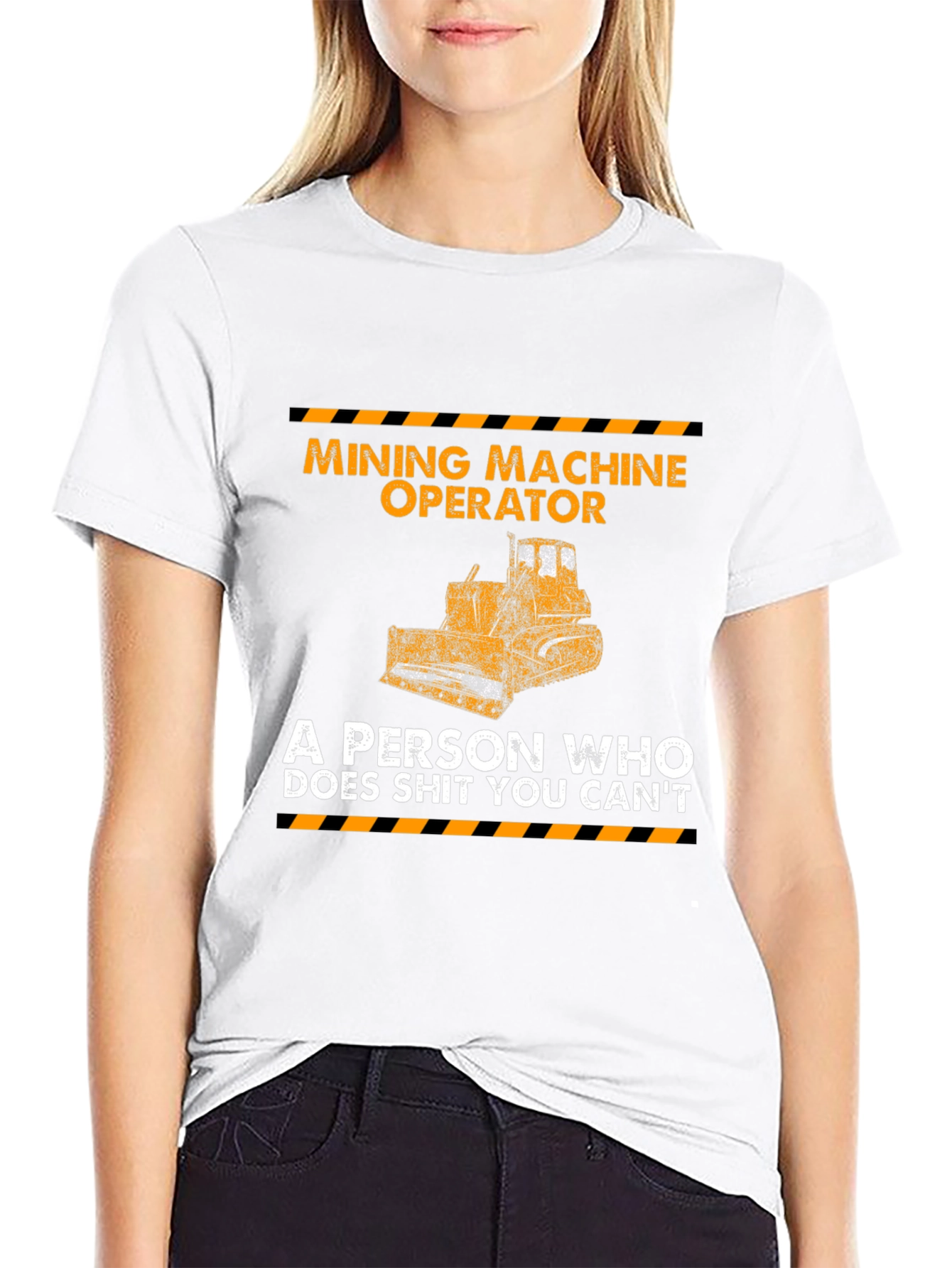 Black Mining Machine Operator Graphic Tee view 9