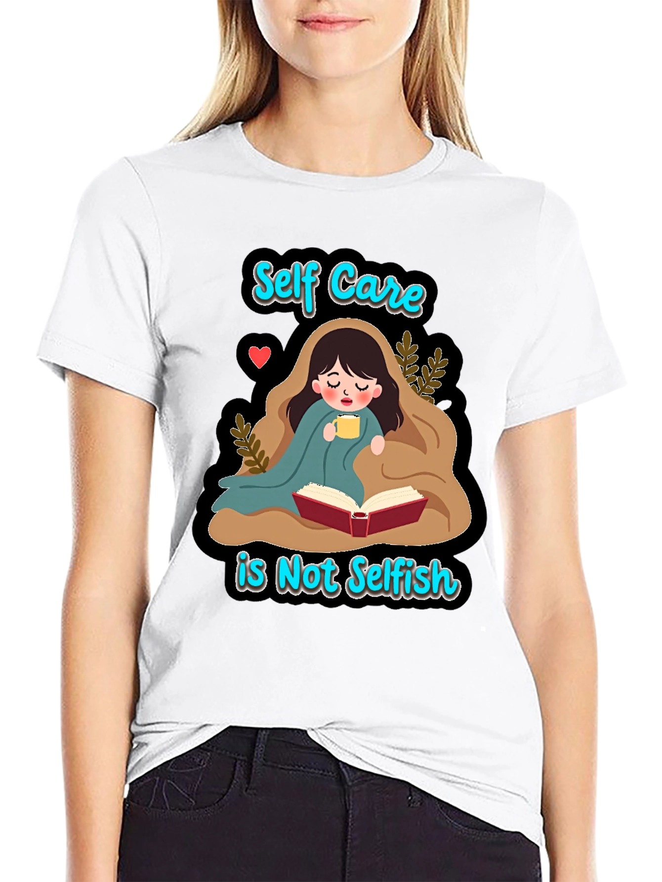 Black Self Care T-Shirt - Reading & Relaxation view 9