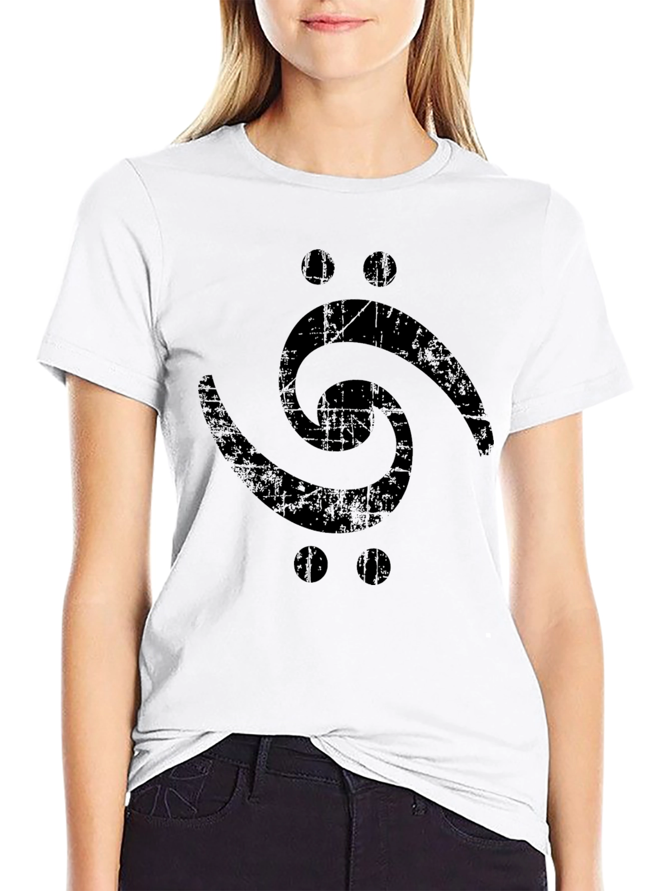 Black Bass Clef Tattoo Style Black T-Shirt view 9