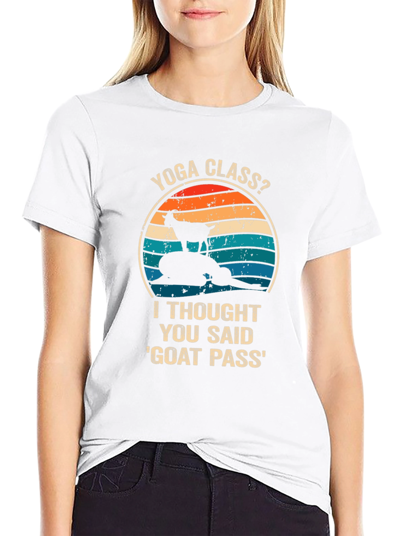 Black Yoga Class? Goat Pass Funny Graphic Tee view 9