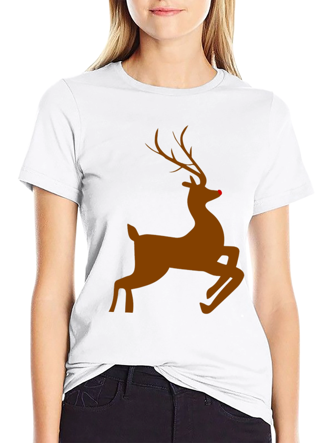 Black Rudolph Red-Nosed Reindeer Christmas T-Shirt view 9