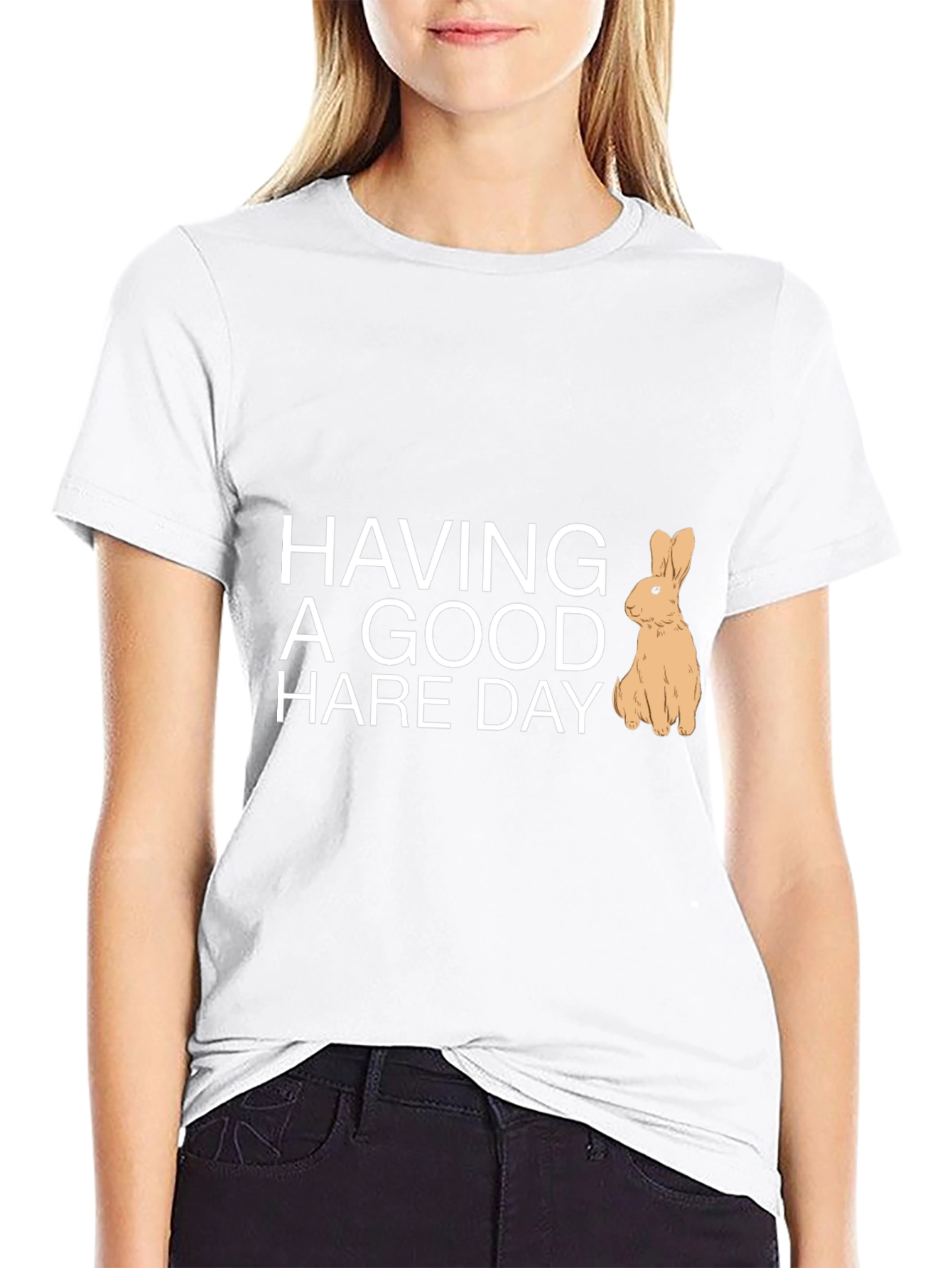 Black Having a Good Hare Day Graphic Tee view 9