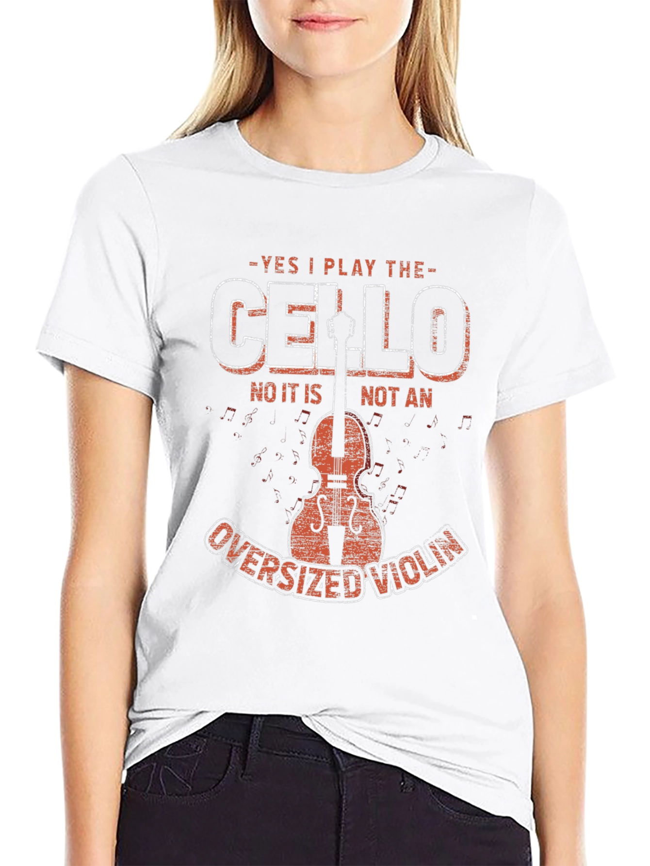 Black Cello Player T-Shirt - Oversized Violin Funny Tee view 9