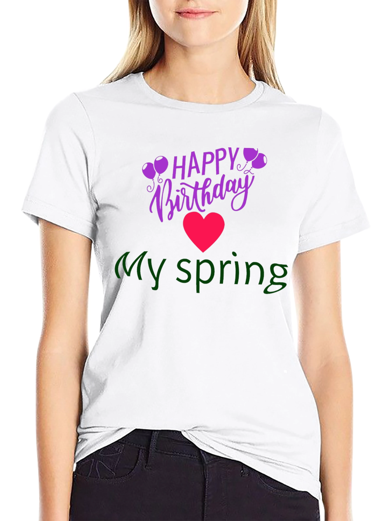 Black Happy Birthday My Spring Graphic T-Shirt view 9