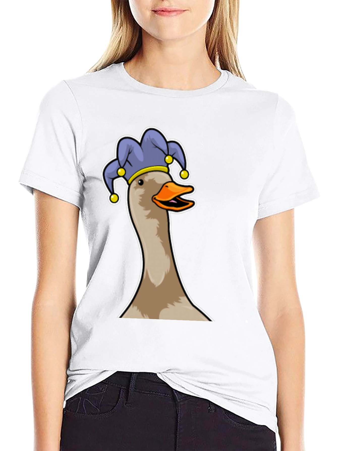 Black Goose Jester T-Shirt - Funny Cartoon Tee view 9