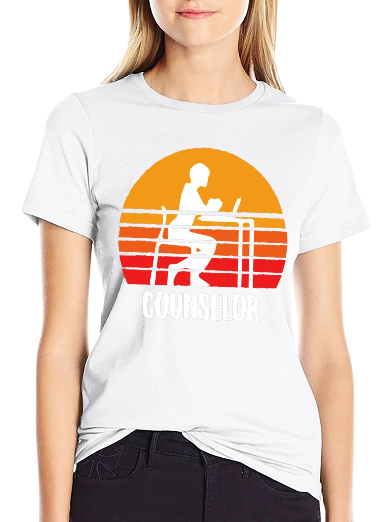 Black Counselor Sunset Graphic T-Shirt view 9