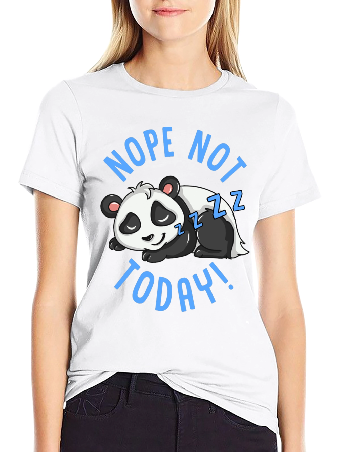 Black Nope Not Today Panda Graphic T-Shirt view 9