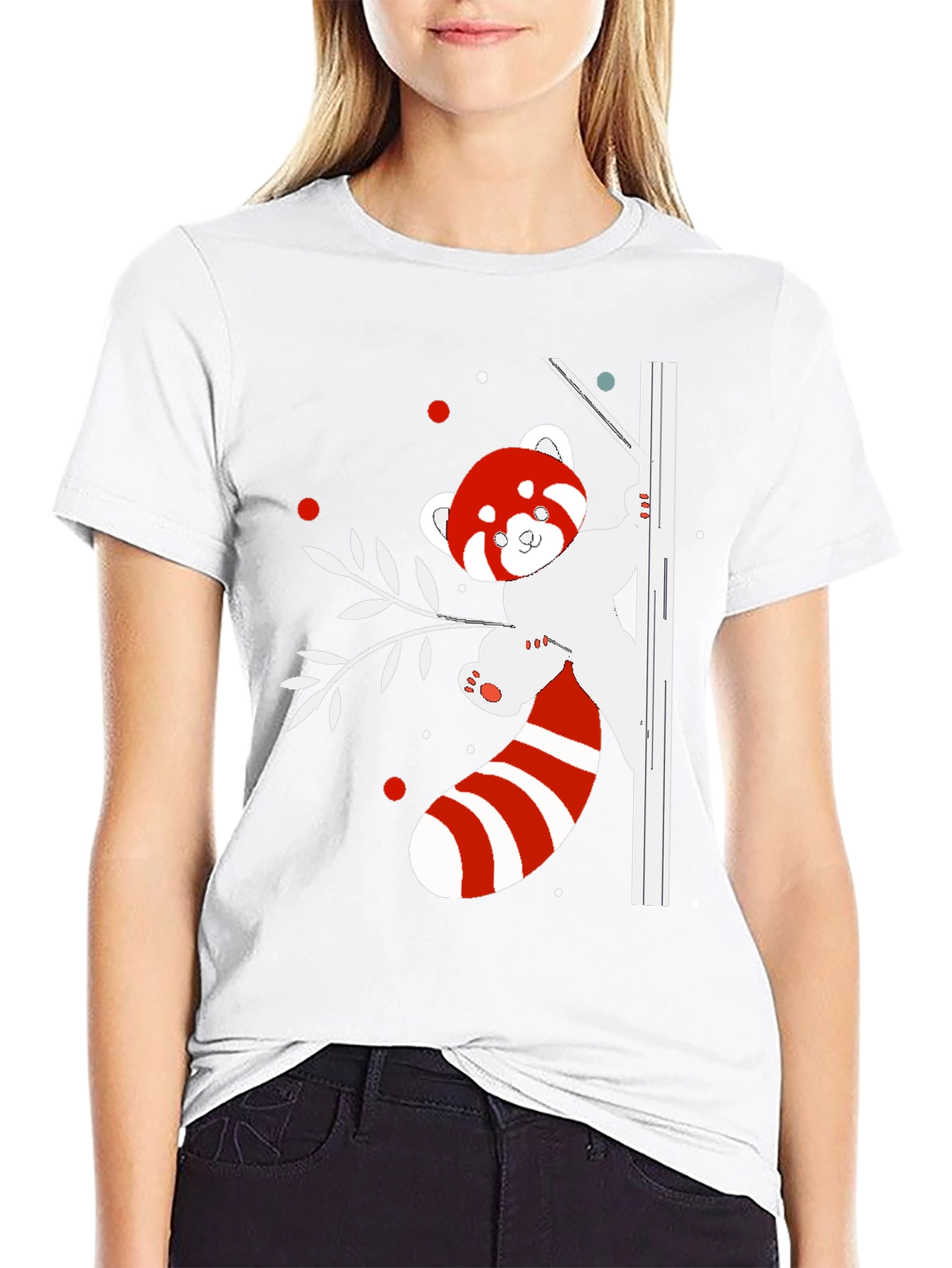 Black Red Panda T-Shirt - Cute Animal Design view 9