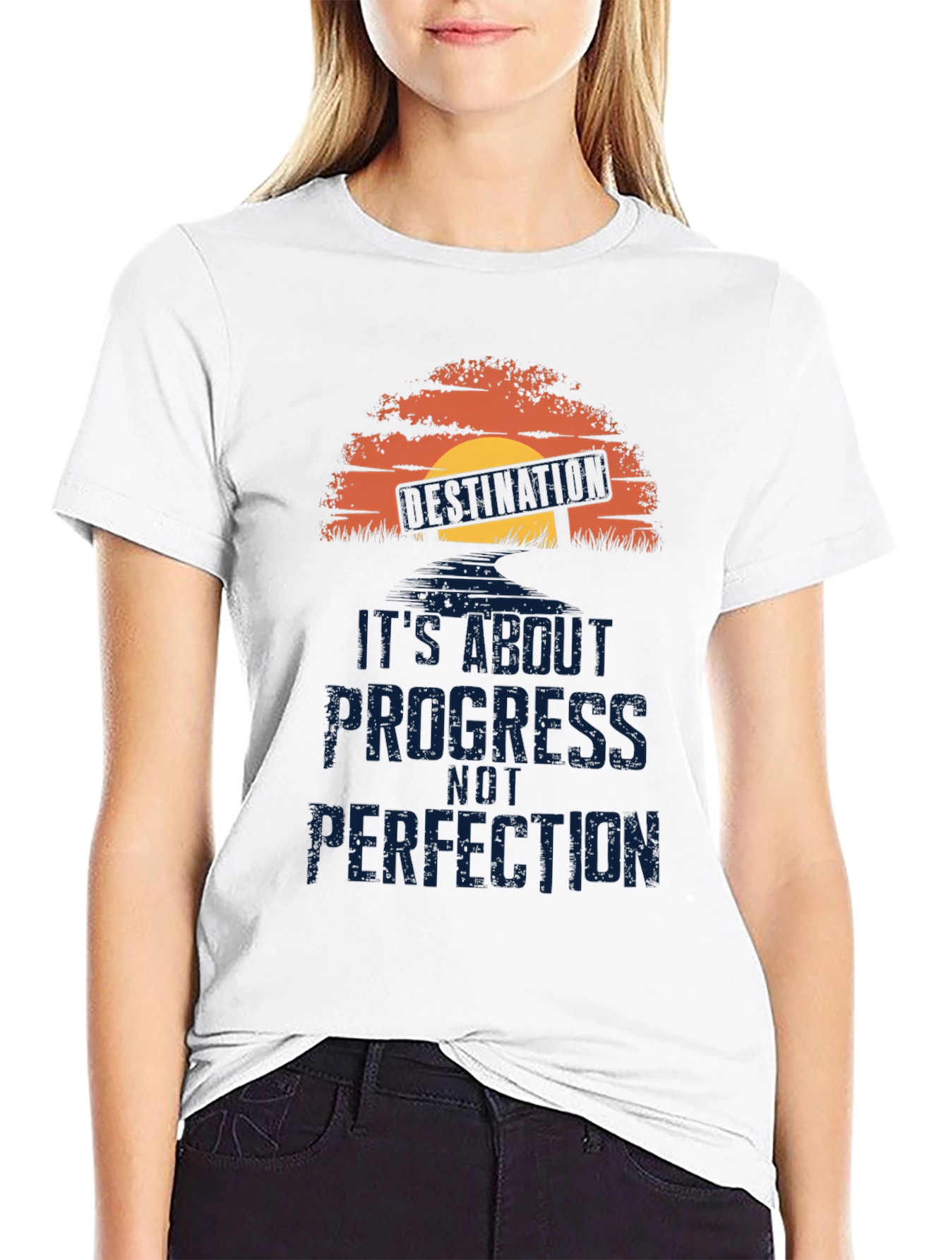 Black Progress Not Perfection T-Shirt - Motivational Graphic Tee view 9