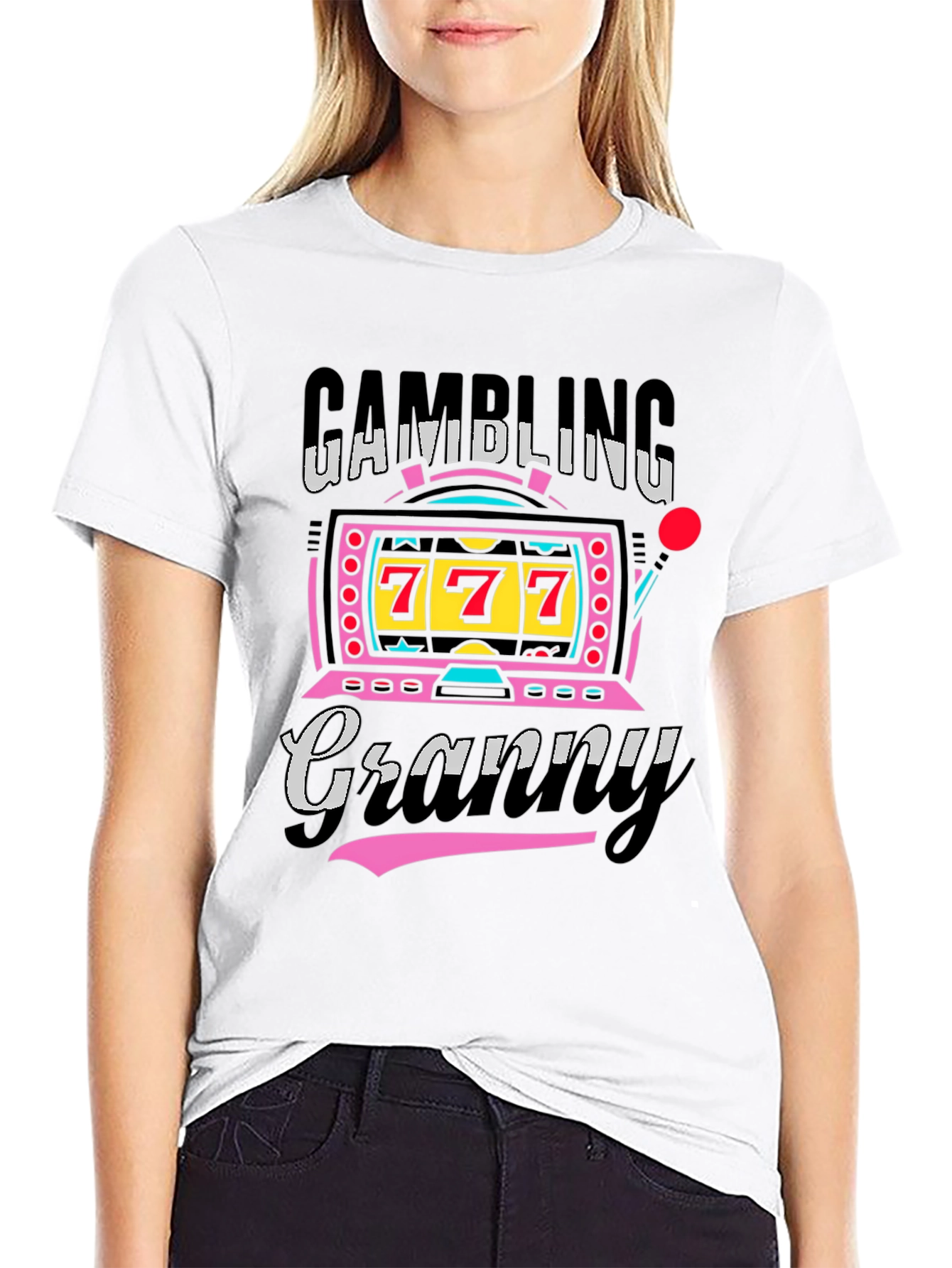Black Gambling Granny Graphic Tee - Lucky 7s Casino Shirt view 9