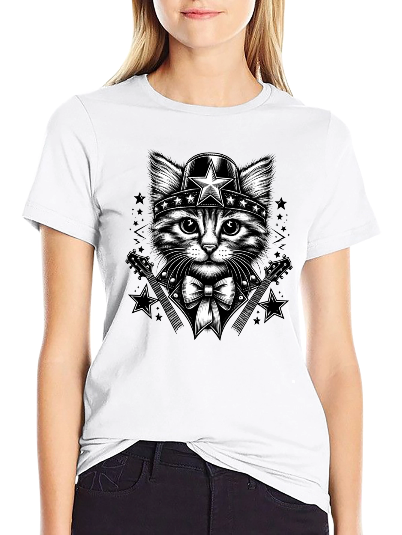 Black Cat Superhero T-Shirt - Black Graphic Tee view 9