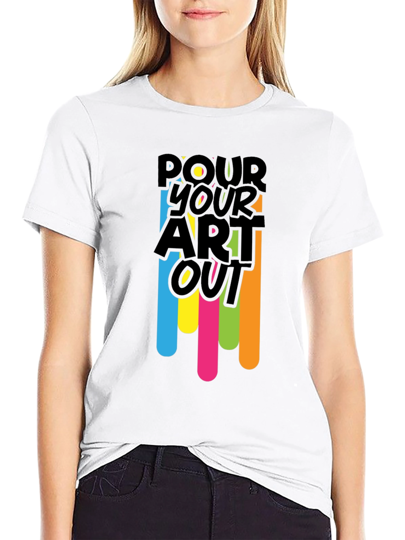 Black Pour Your Art Out - Black Graphic T-Shirt view 9