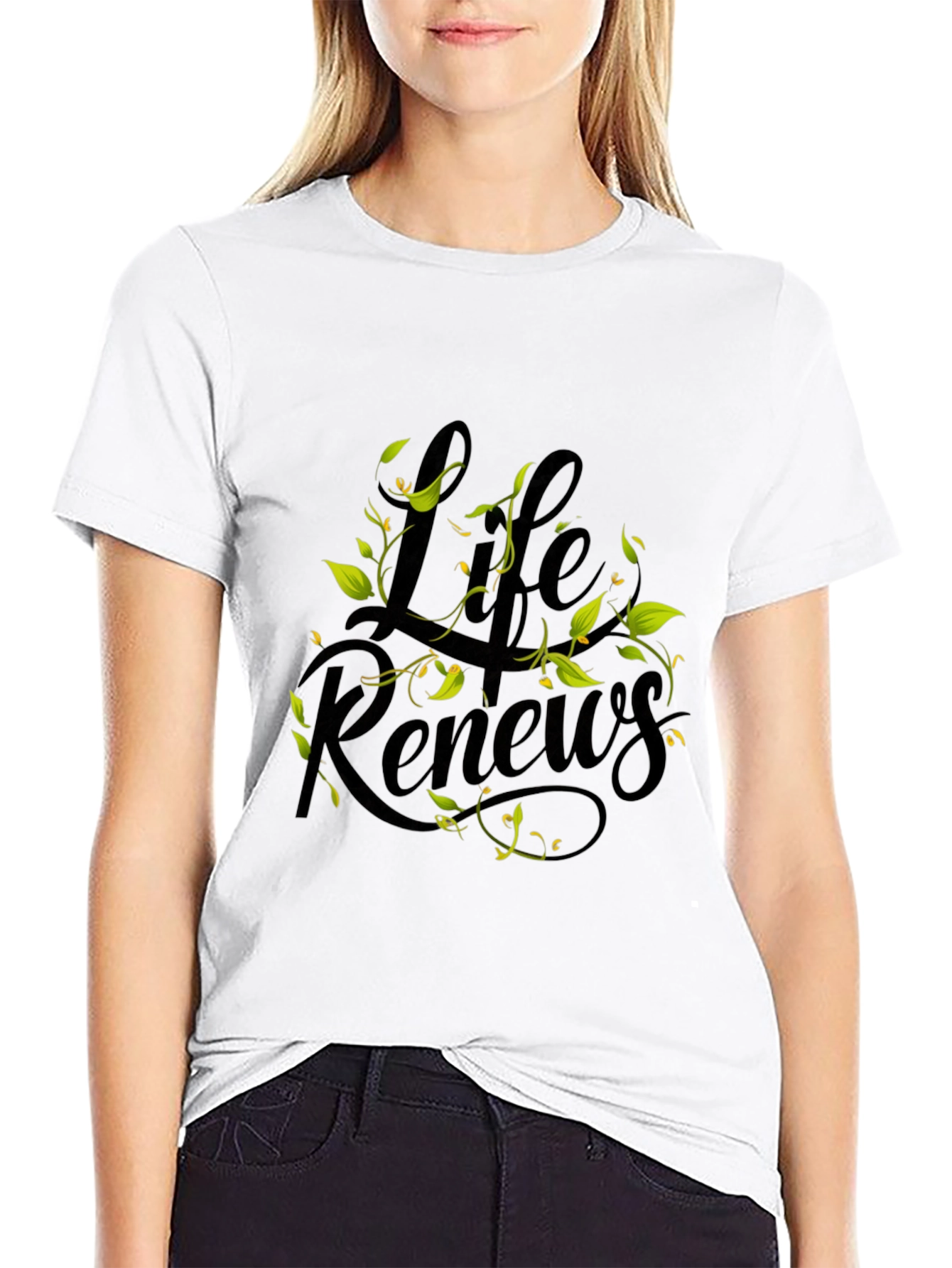 Black Life Renews Graphic Print Black T-Shirt view 9
