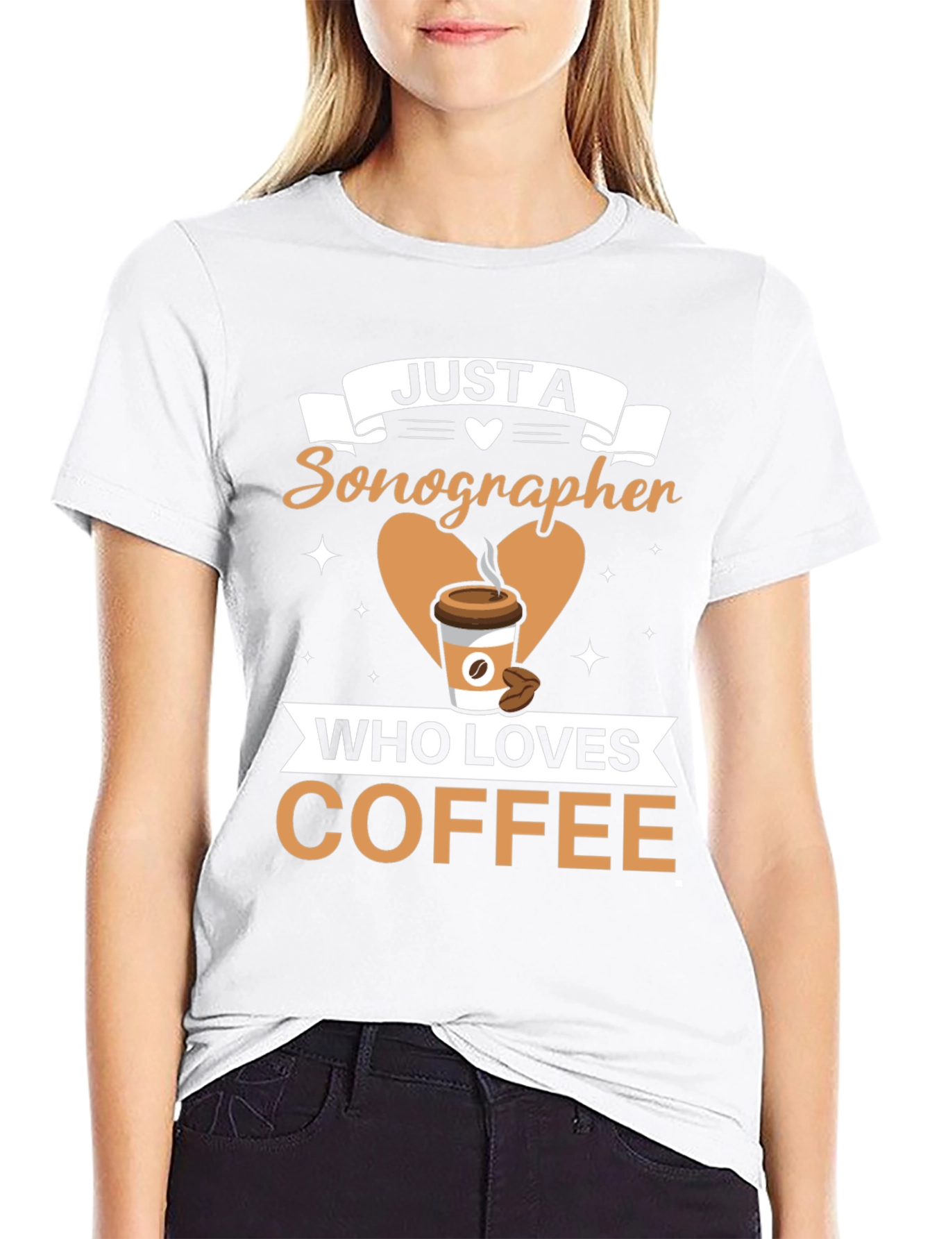 Black Sonographer Coffee Lover T-Shirt - Funny Graphic Tee view 9
