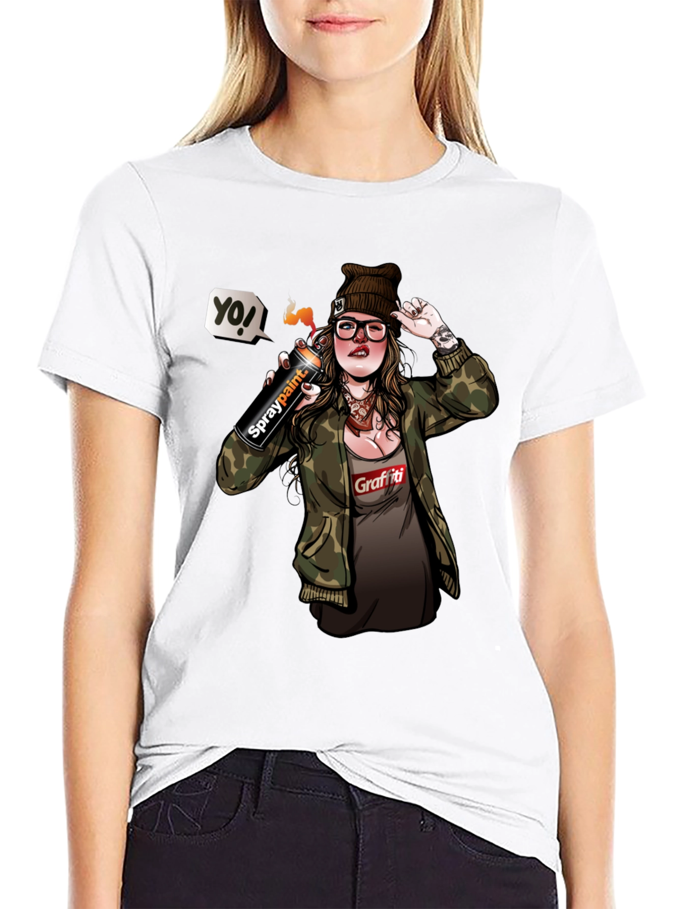 Black Graffiti Girl T-Shirt - Urban Street Style view 9